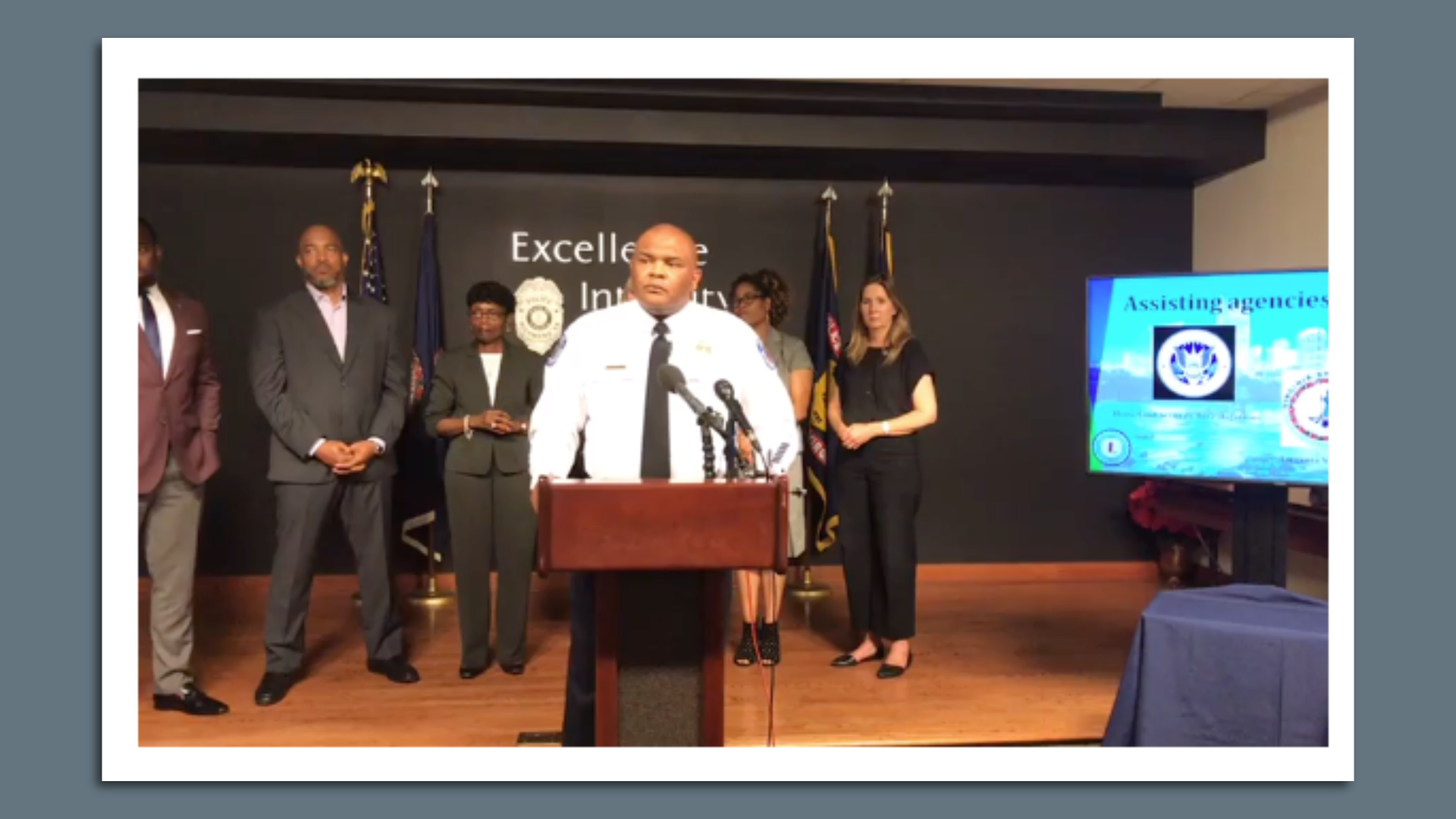 Richmond police chief Gerald Smith at Wednesday's press confrence with city council behind him