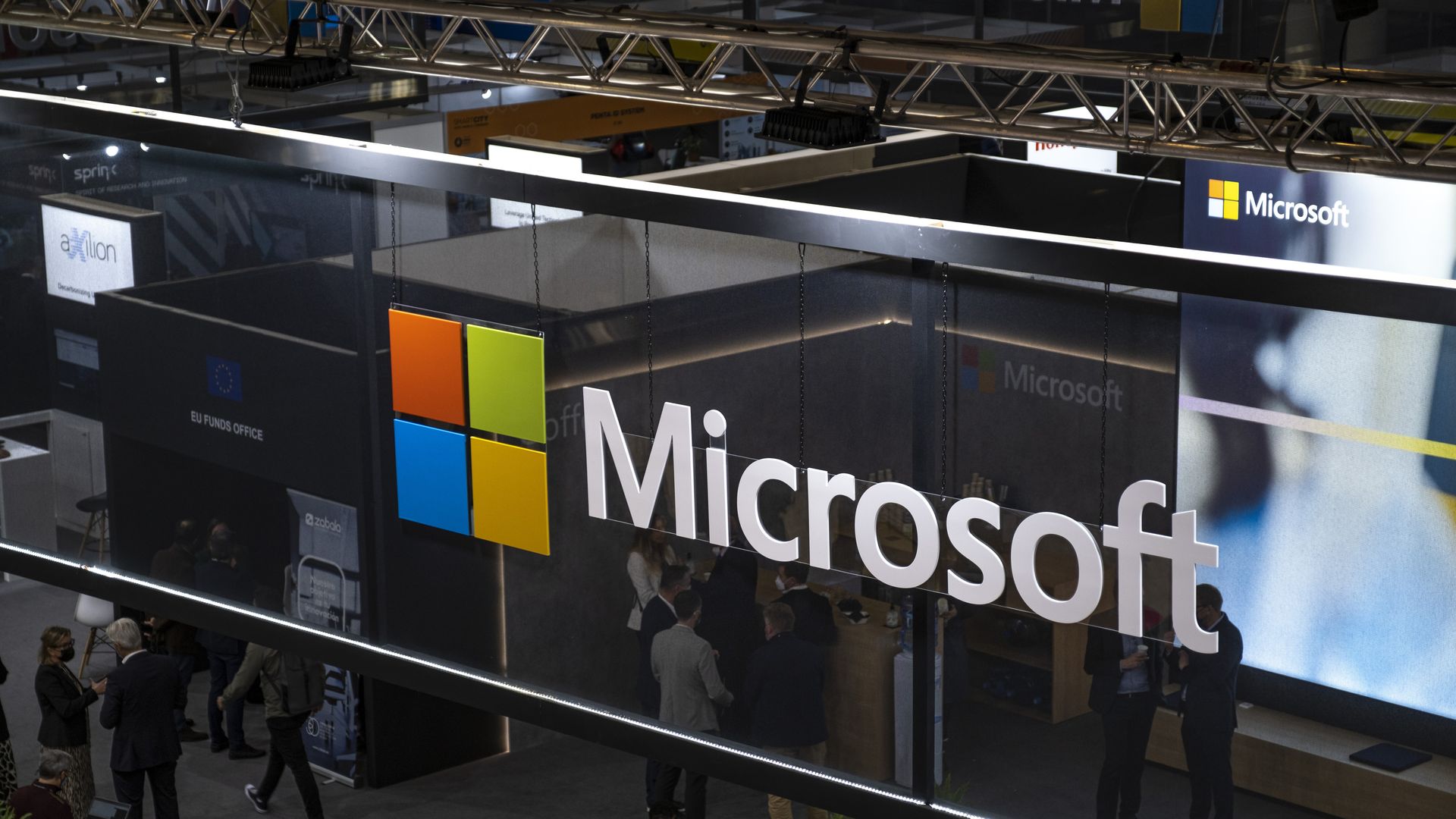 Microsoft company logo is seen during the SmartCity Expo World Congress 2021