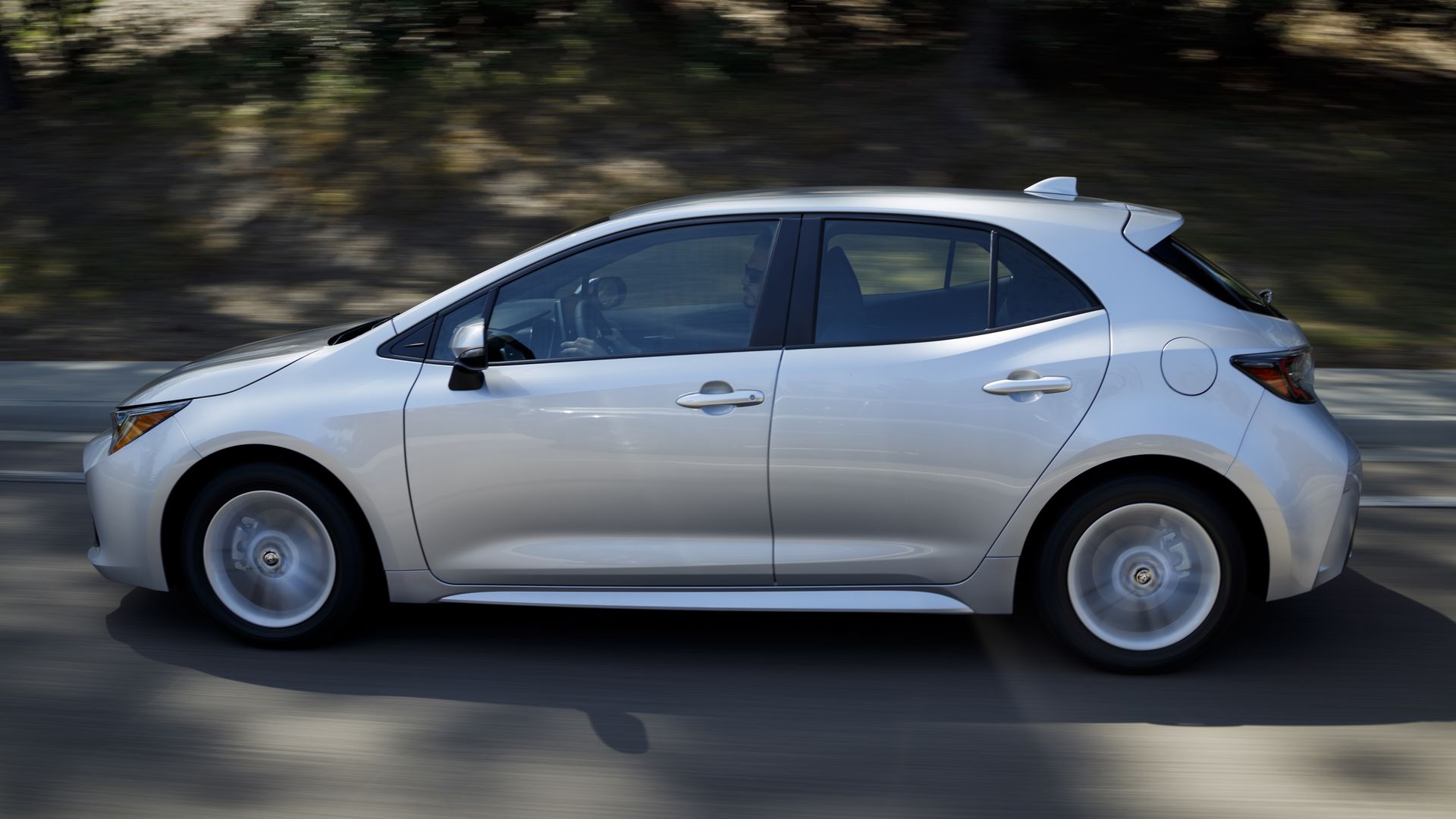Image of a silver 2019 Toyota Corolla hatchback