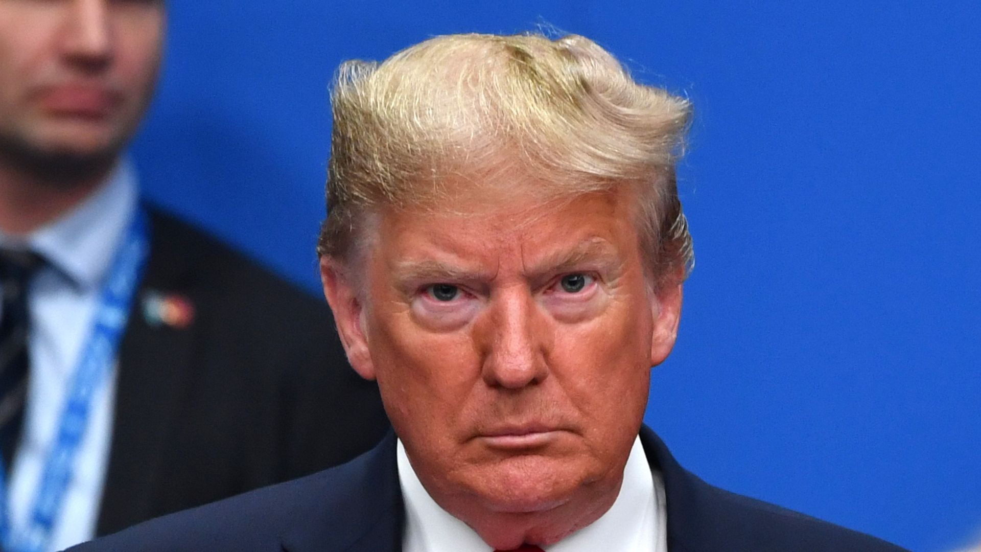 President Donald Trump attends the plenary session of the NATO summit at the Grove hotel in Watford, northeast of London on December 4