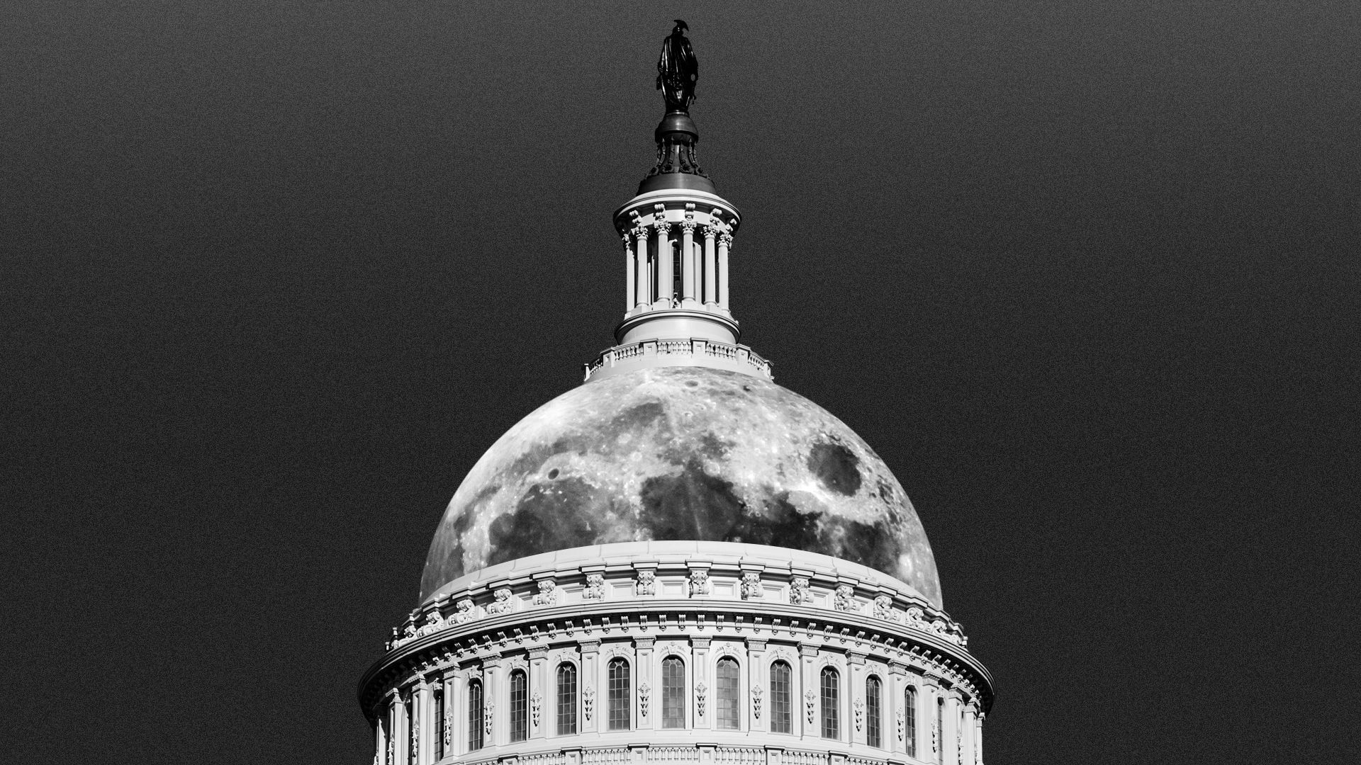 Illustration of the capitol building with the moon as a dome
