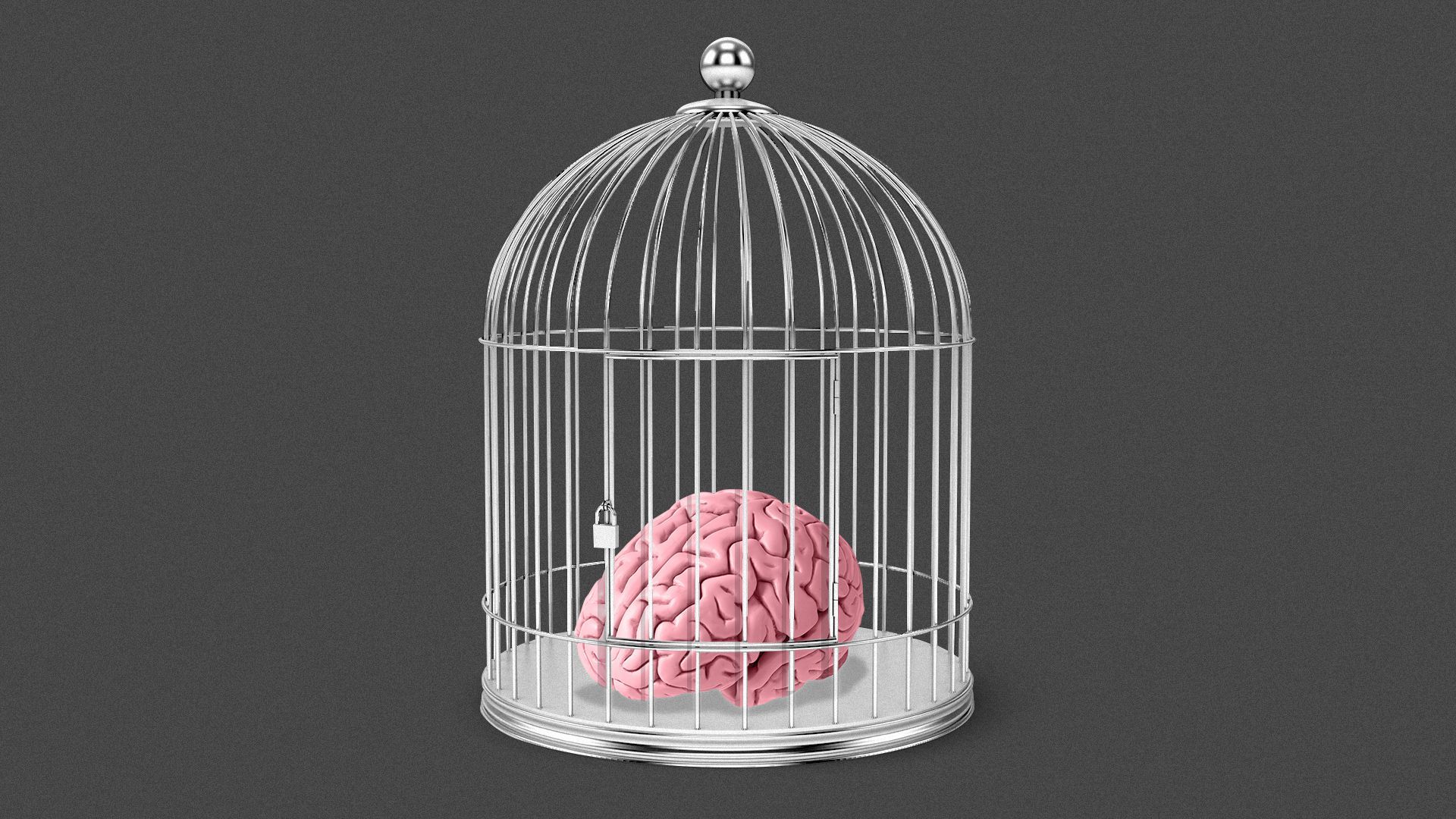 Illustration of a brain in a locked cage.
