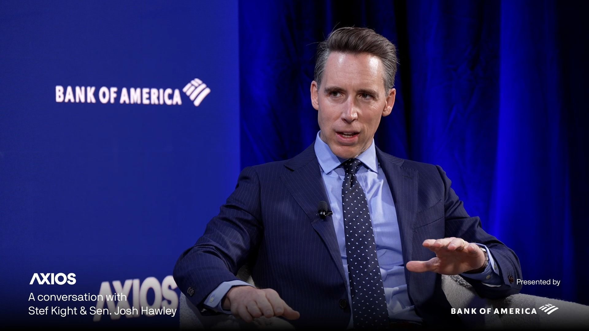 Sen. Josh Hawley at an Axios News Shapers event in Washington, D.C on July 23, 2025.