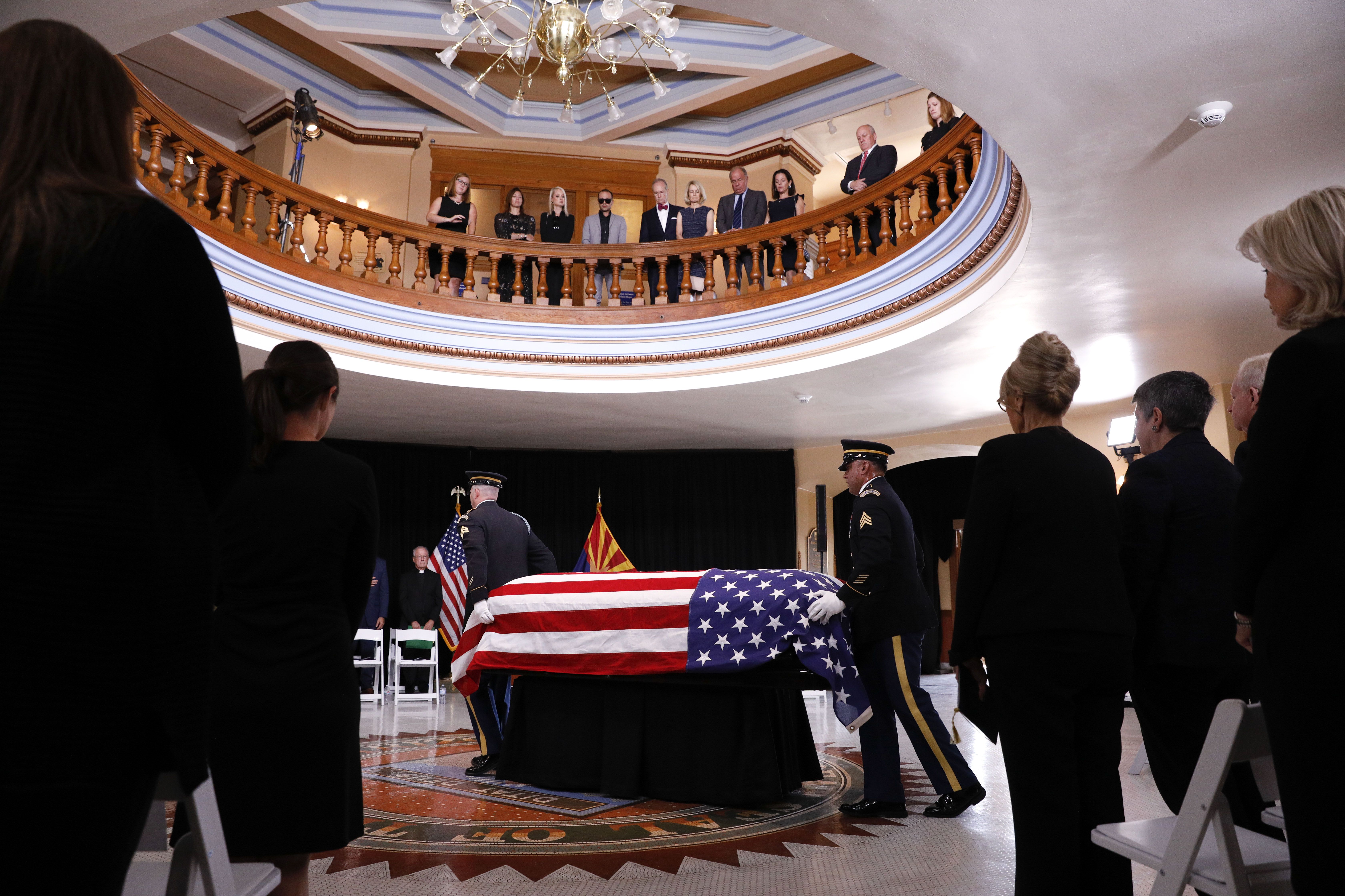 McCain's casket in the rotunda.