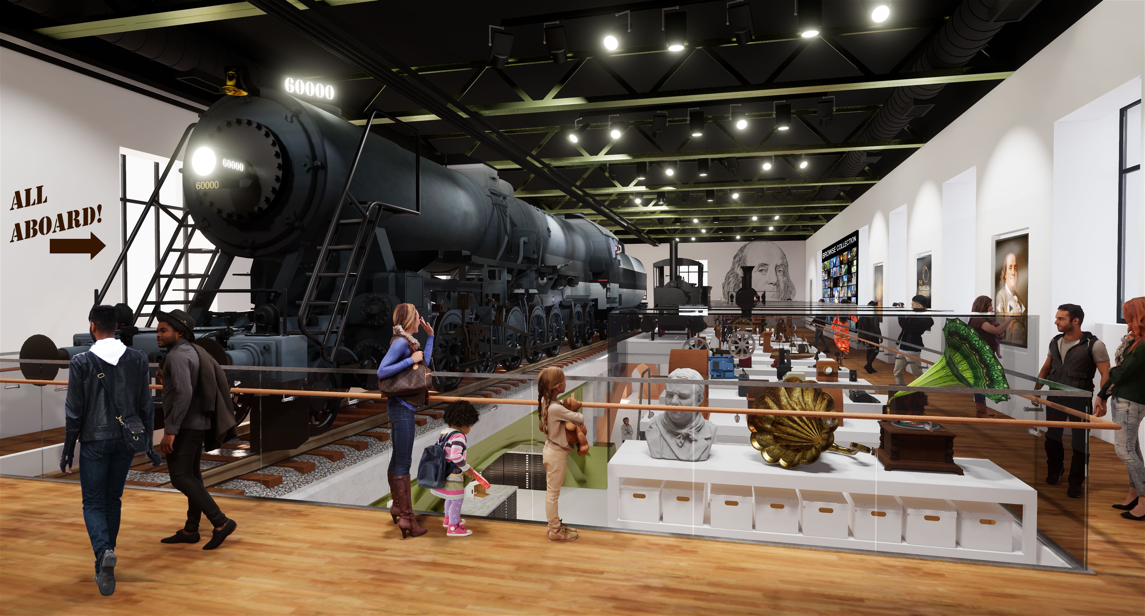 A rendering of the new Hamilton Collections Gallery at the Franklin Museum in Philadelphia