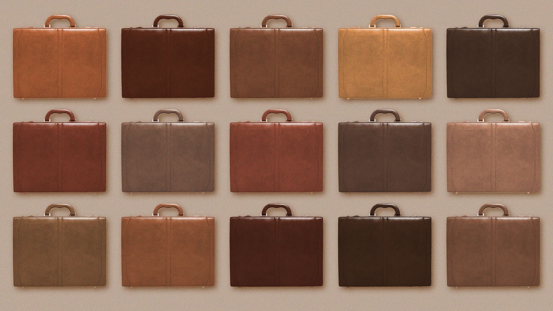 Illustration of a pattern of briefcases in different skintones.