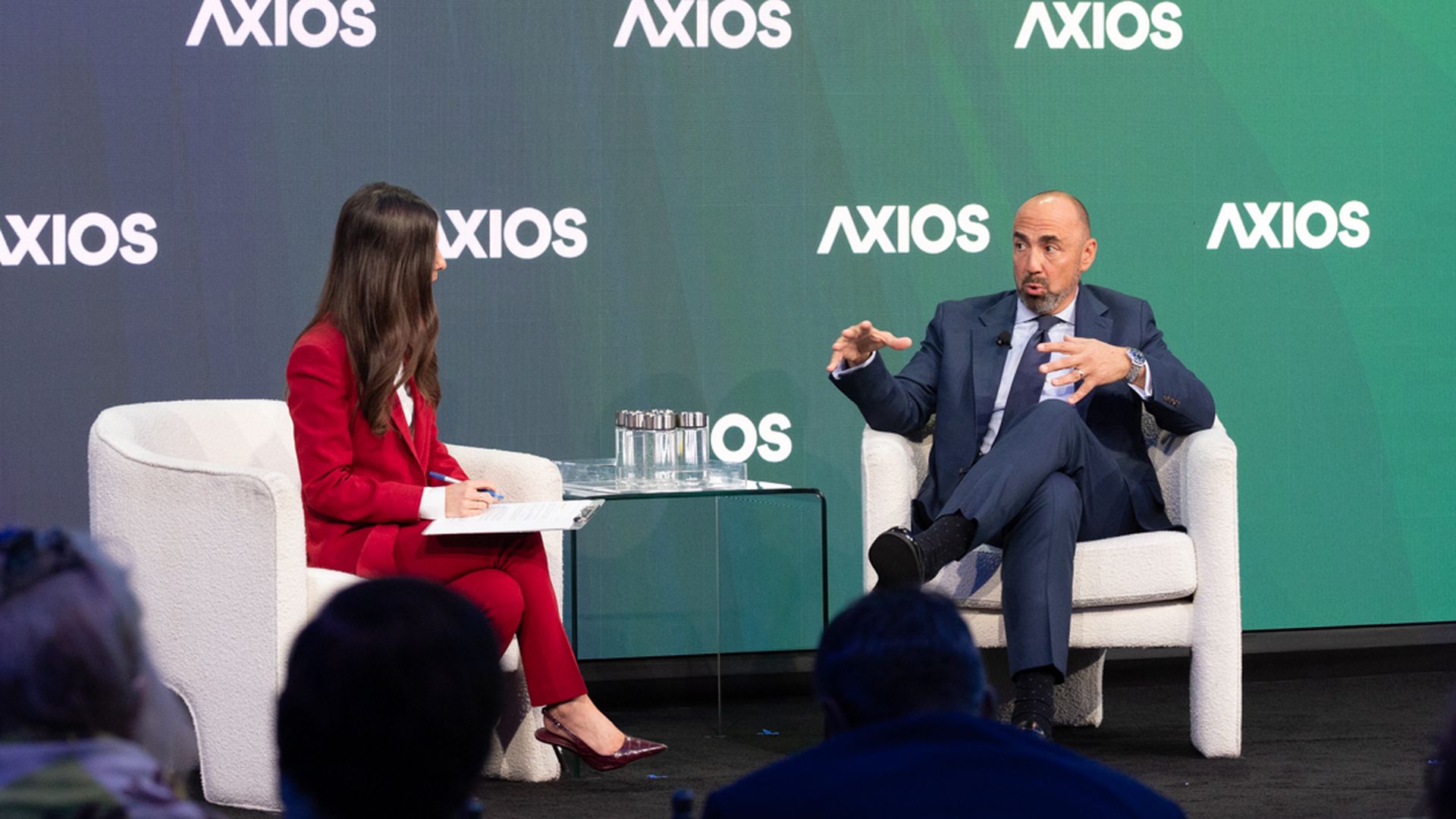 Trump Media and Technology Group CEO Kevin McGurn speaks with Axios' Sara Fischer at Media Trends Live on Oct. 20 in New York City.
