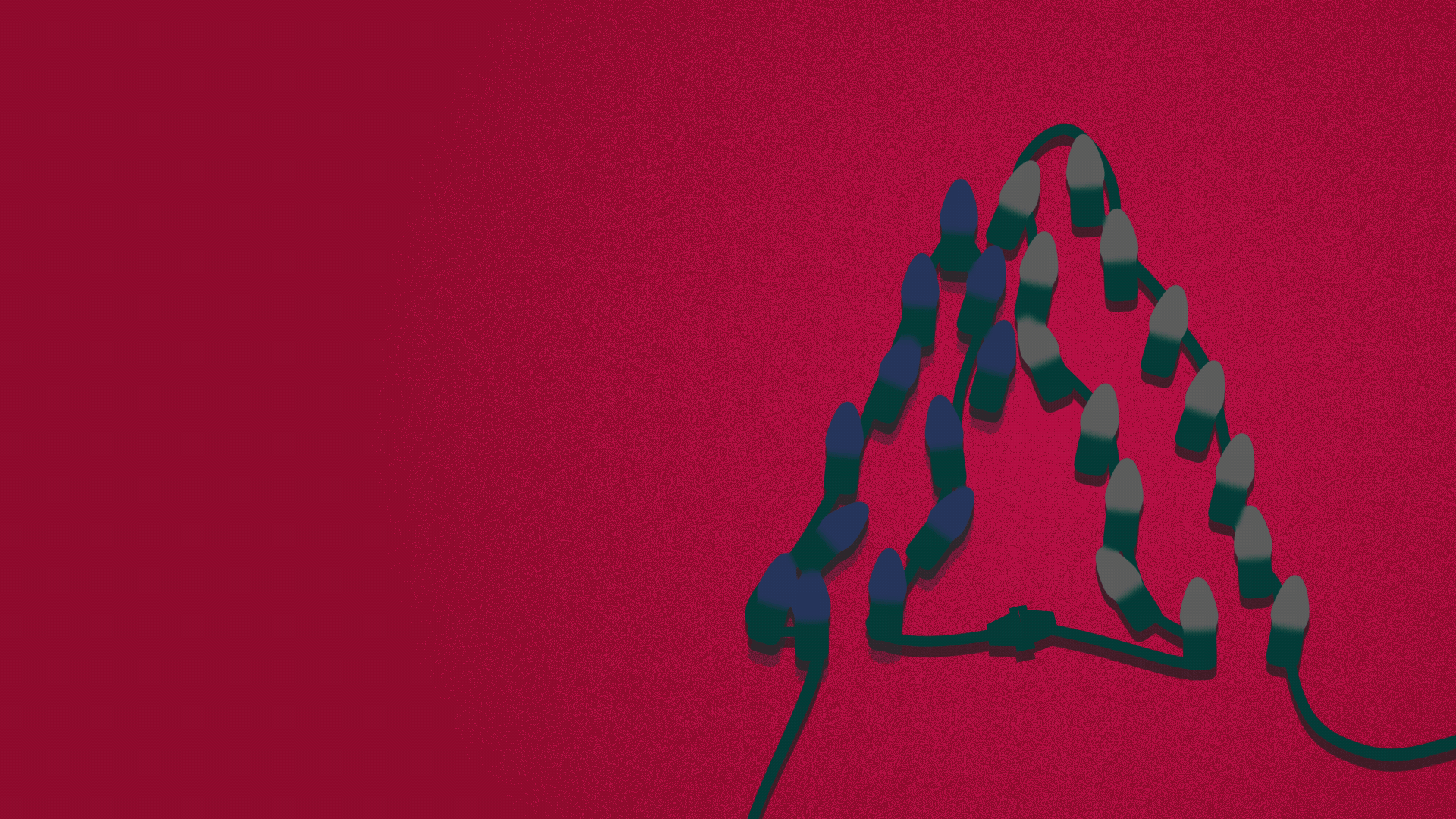 Animated illustration of holiday lights arranged in the shape of an Axios logo.