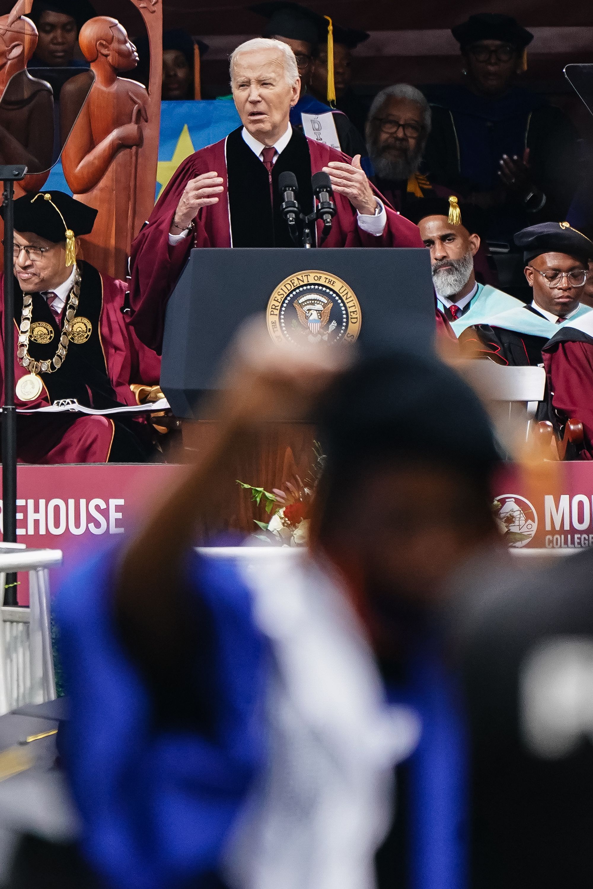 President Biden speaks at Morehouse College's commencement ceremony in Atlanta yesterday.