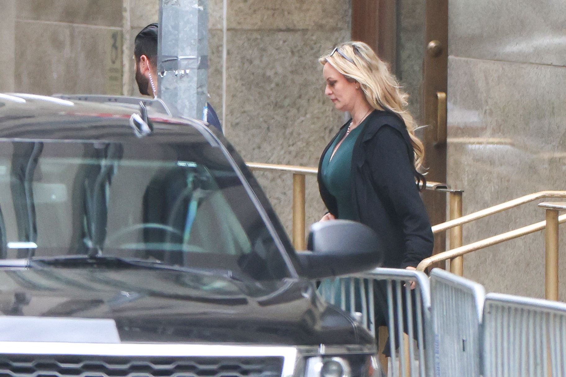 Stormy Daniels leaves Manhattan Criminal Court after testifying at former US President Donald Trump's trial for allegedly covering up hush money payments linked to extramarital affairs, in New York City, on May 9, 2024.