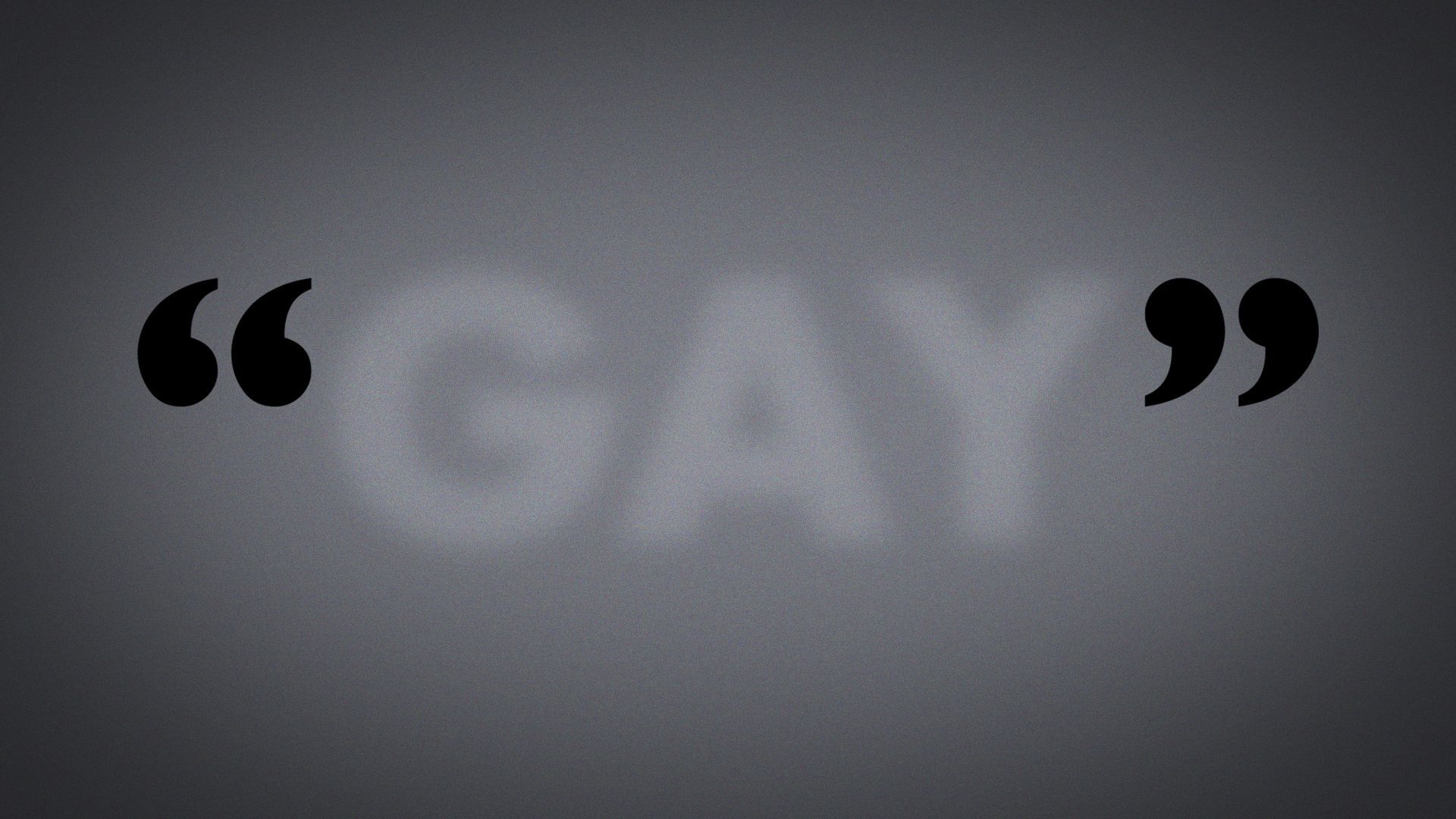 Illustration of the word "GAY" disappearing between quotation marks.