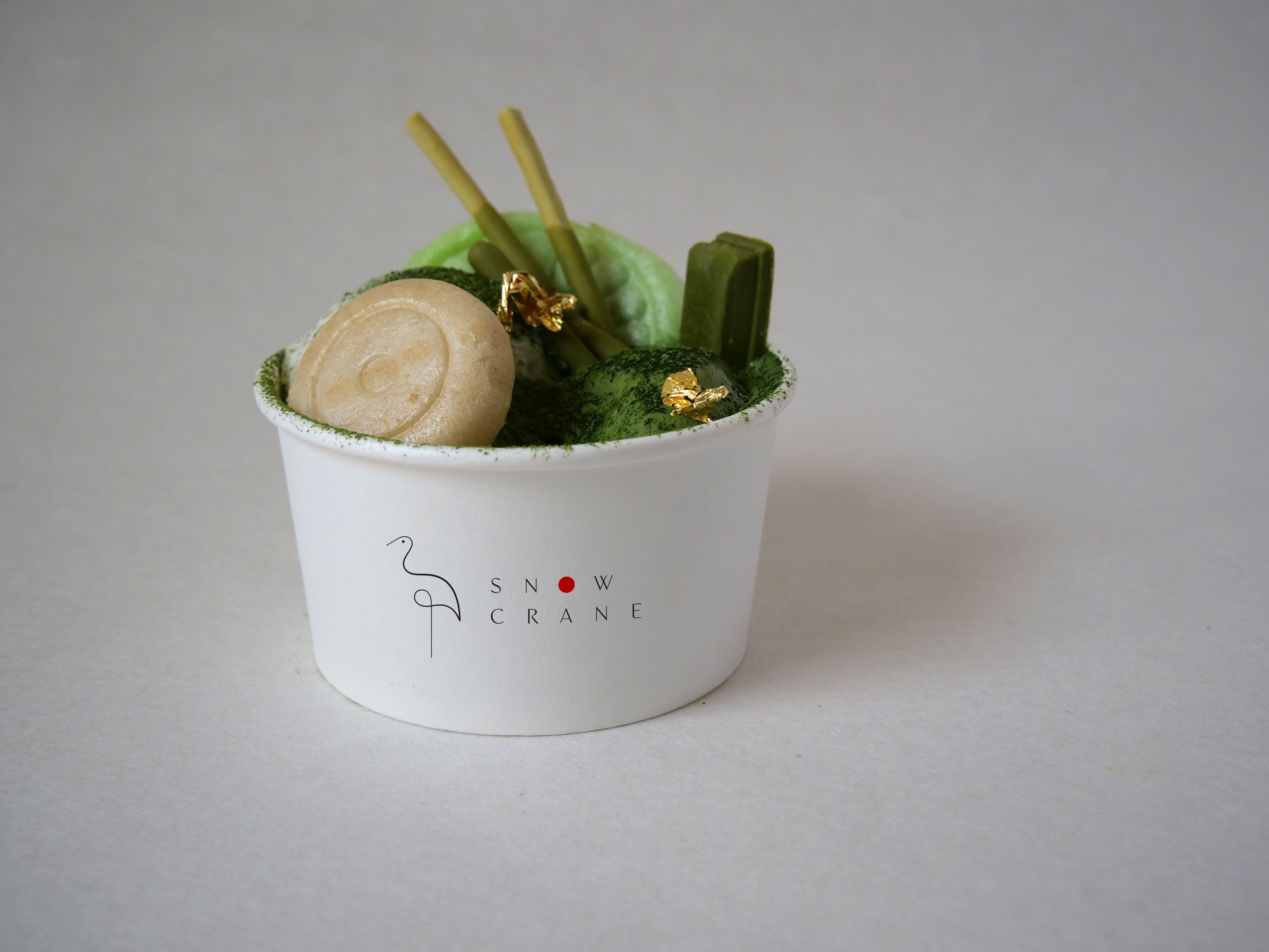Matcha ice cream sundae from Snow Crane