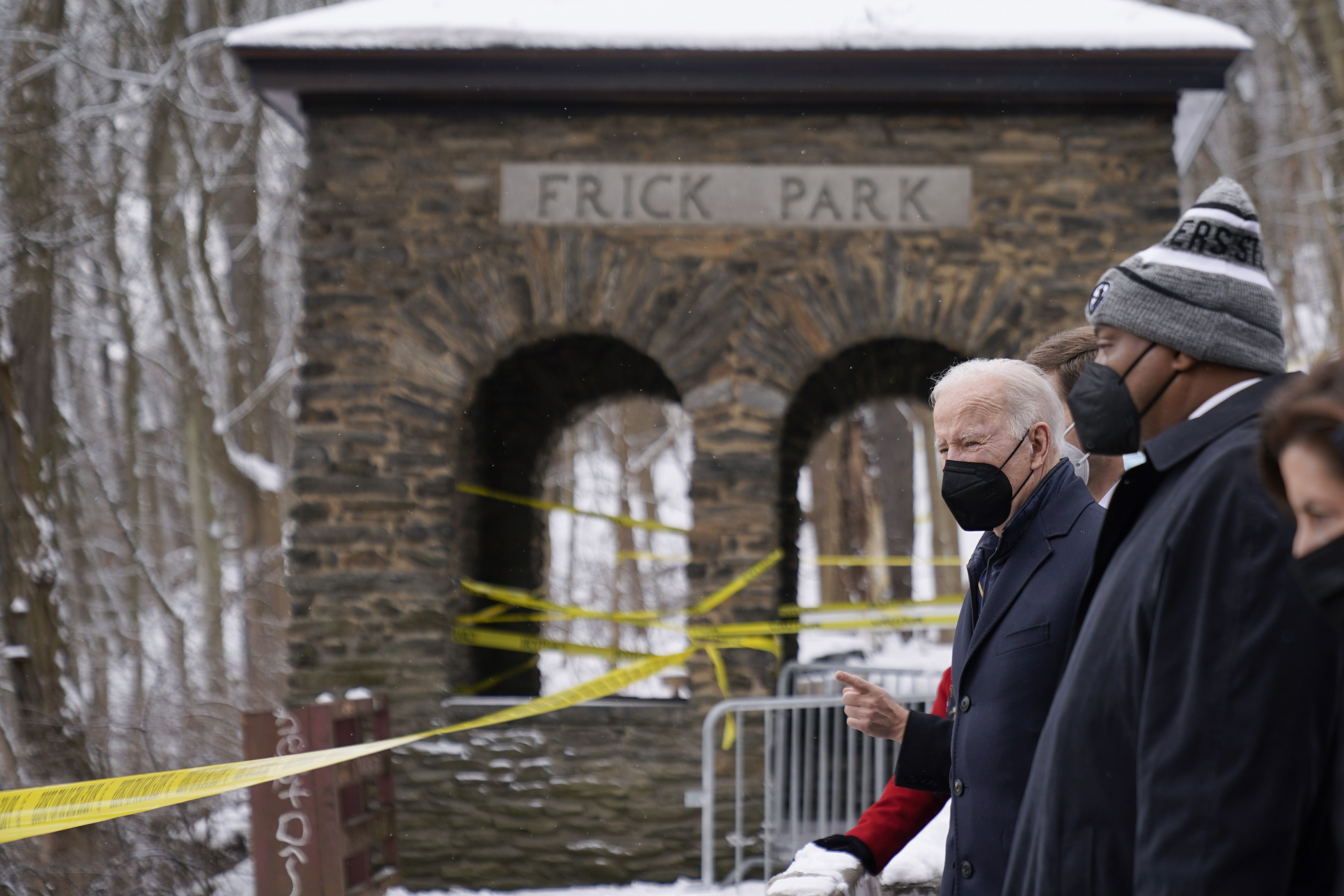 President Biden at the site of the collapsed bridge. 
