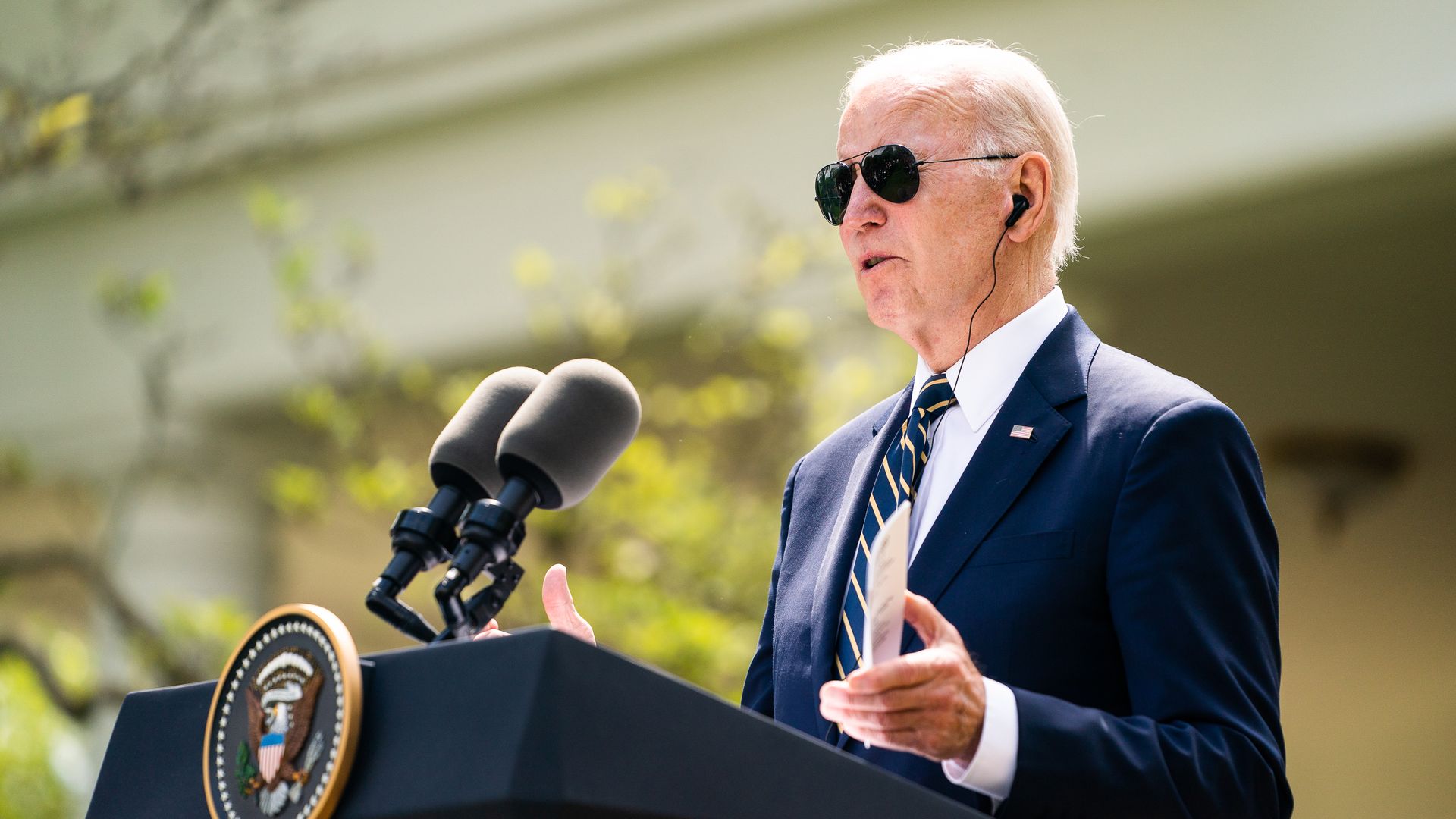 US President Joe Biden answers questions from the press during a joint press conference with President of the Republic of Korea Yoon Suk Yeol in the Rose Garden of the White House on Wednesday, April 26, 2023. (