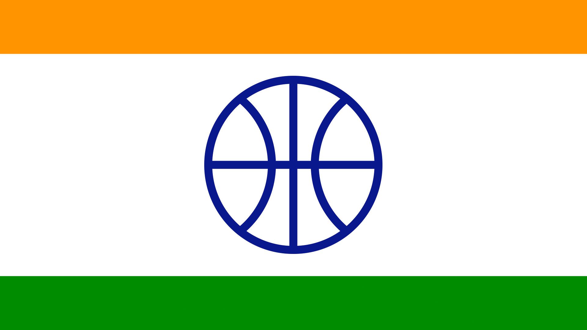 The Indian national flag with the traditional spinning wheel replaced by a basketball.