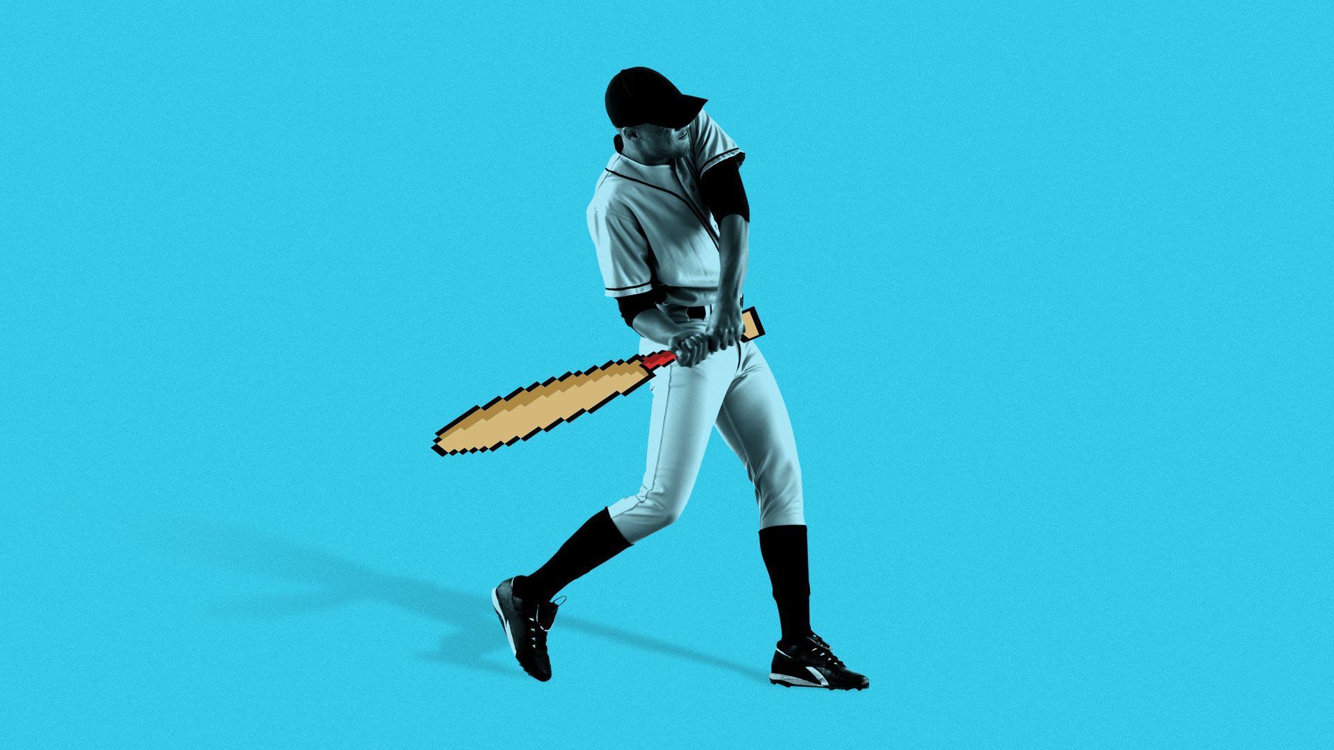Illustration of a baseball player using a digital bat