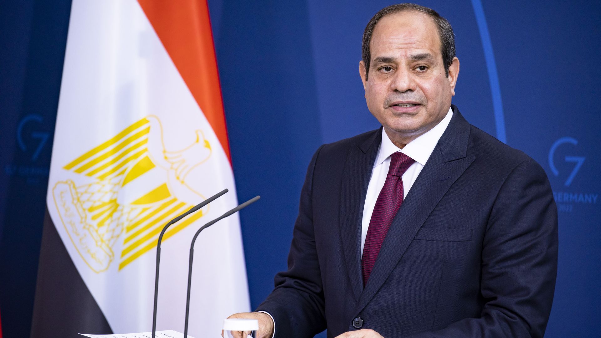 Egyptian President Abdel Fattah el-Sisi holds a press conference at the Chancellery in Berlin, Germany on July 18.