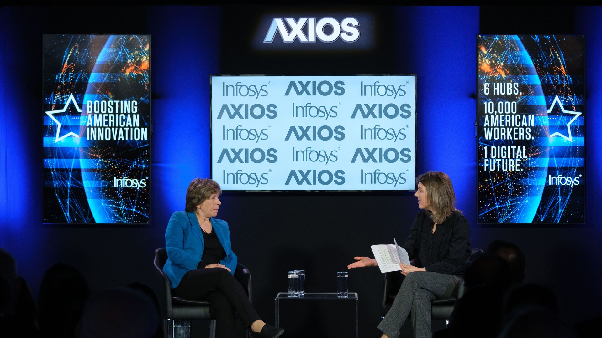 American Federation of Teachers President Randi Weingarten and Axios Managing Editor Kim Hart on the Axios stage