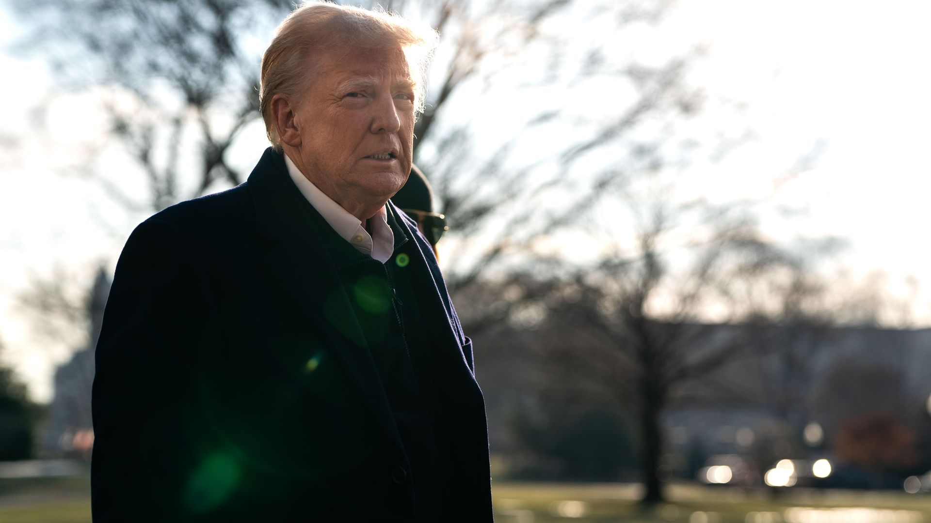 President Donald Trump speaks to members of the press as he and first lady Melania Trump prepare to depart the White House aboard Marine One on January 24, 2025 in Washington, DC. The president is traveling to North Carolina, California, Nevada and Florida over the weekend. (Photo by Kent Nishimura/
