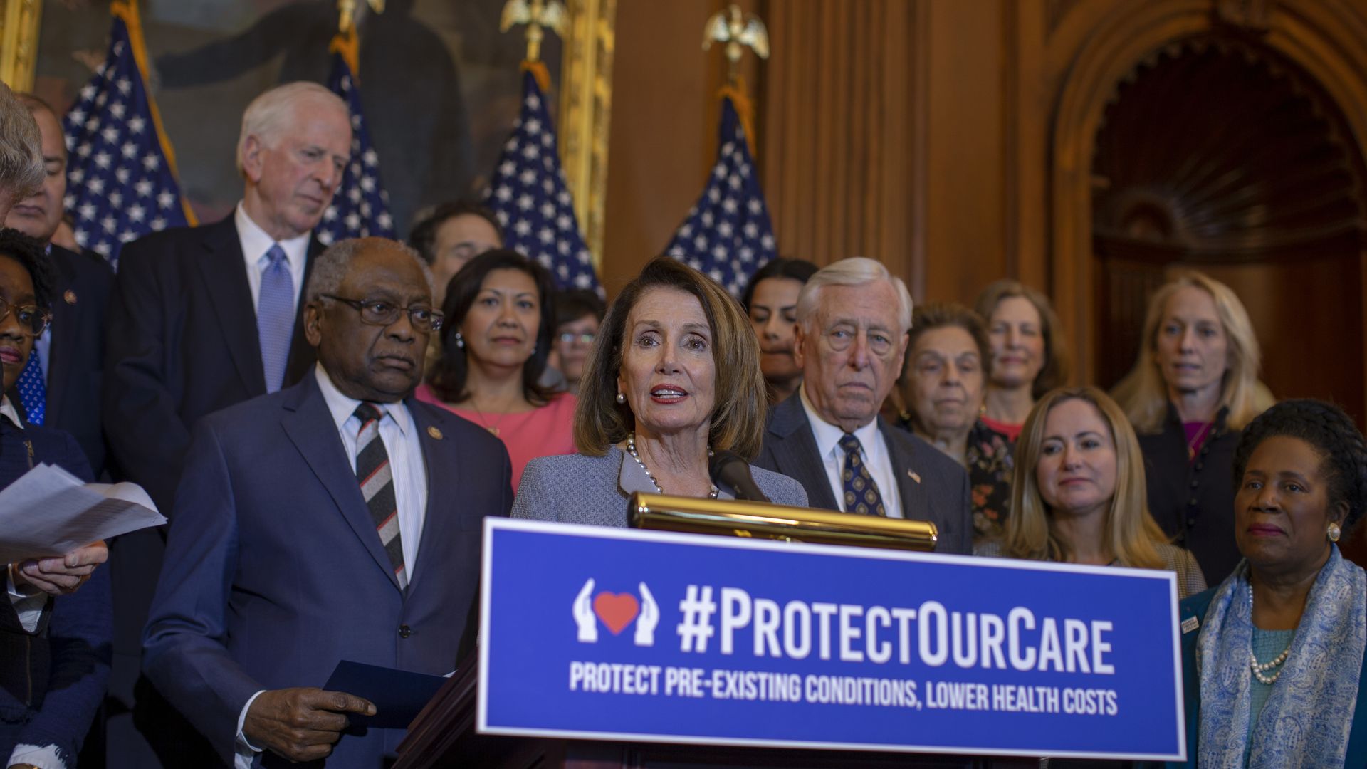 Democrats at a press conference on protecting the affordable care act
