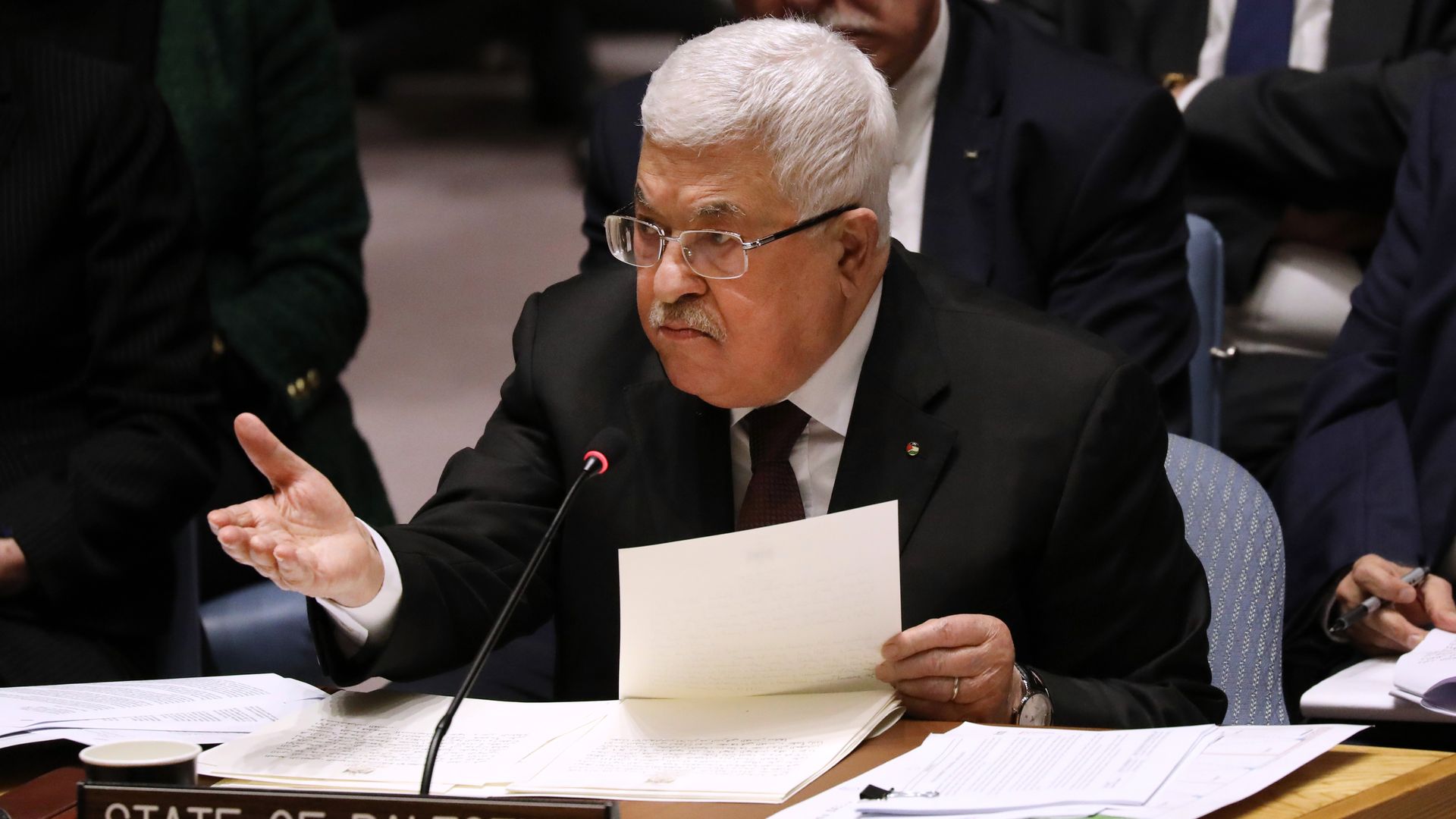Palestinian President Mahmoud Abbas speaks at the United Nations (UN) Security Council on February 11, 2020 in New York City. 