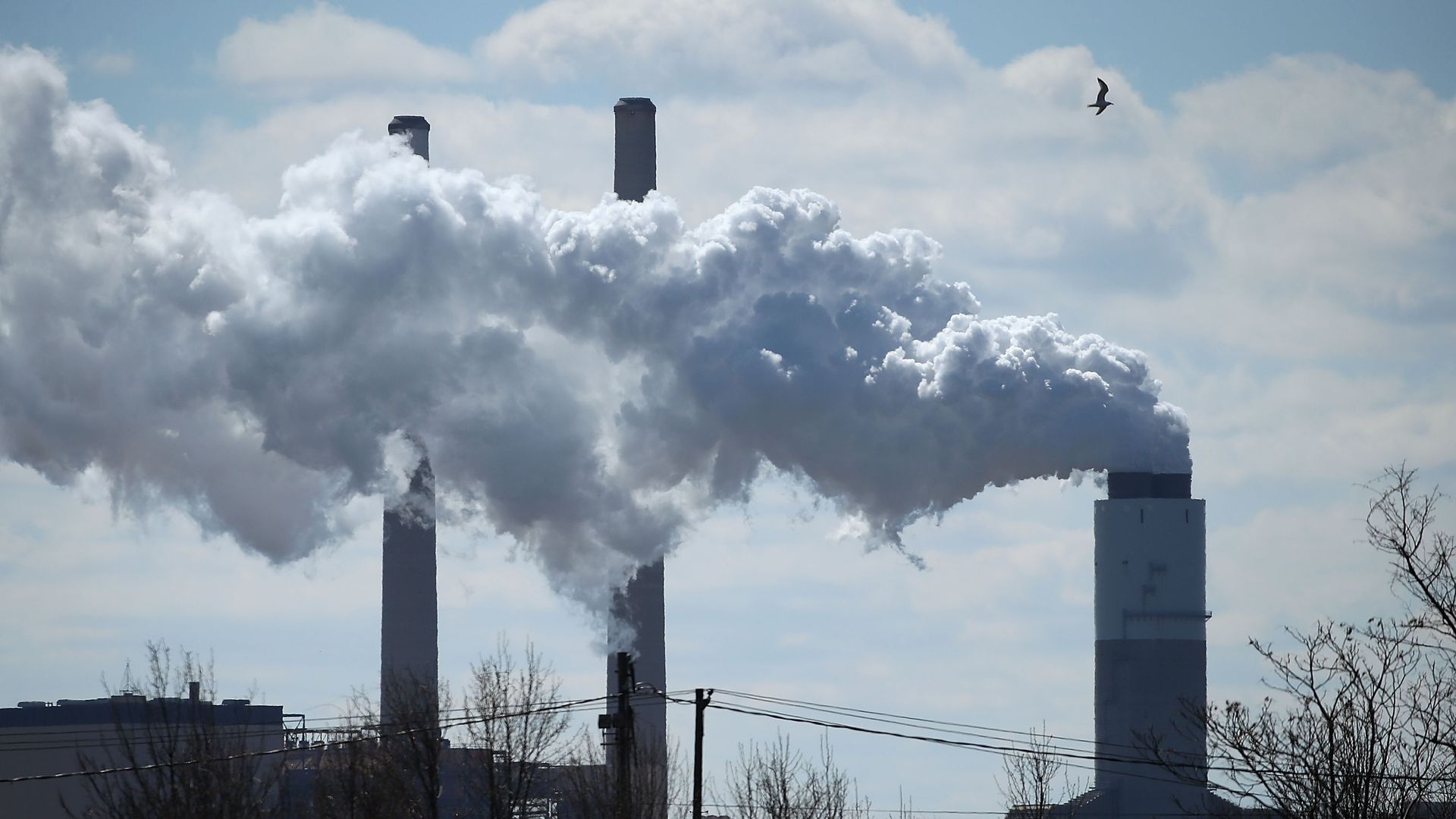 Emissions spew from a coal plant