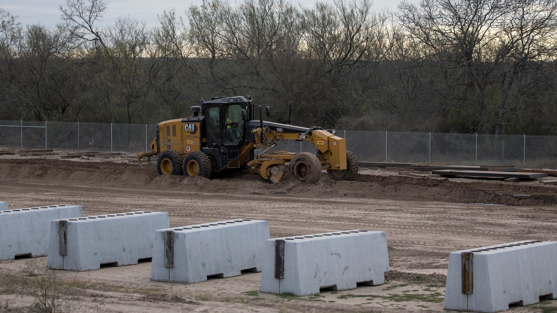 Construction work on the border wall in Texas