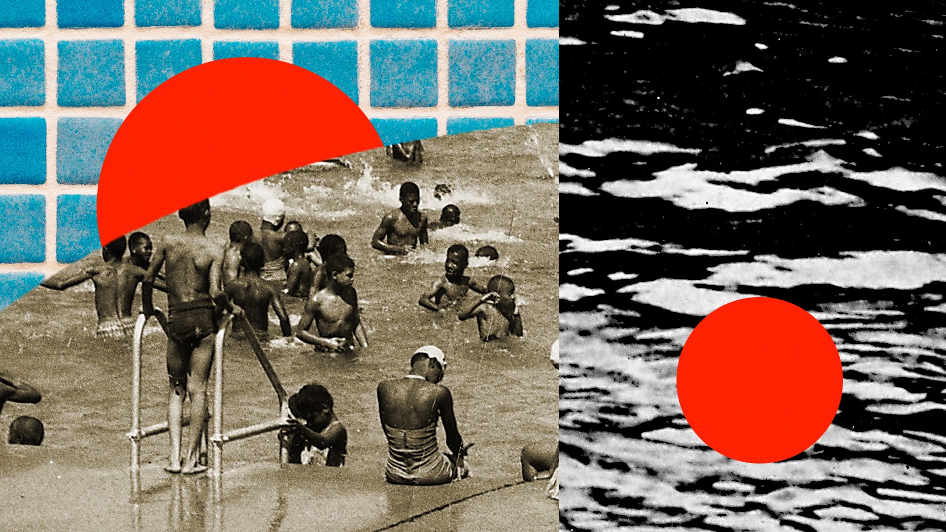 Photo illustration of a segregated pool surrounded by abstract shapes.