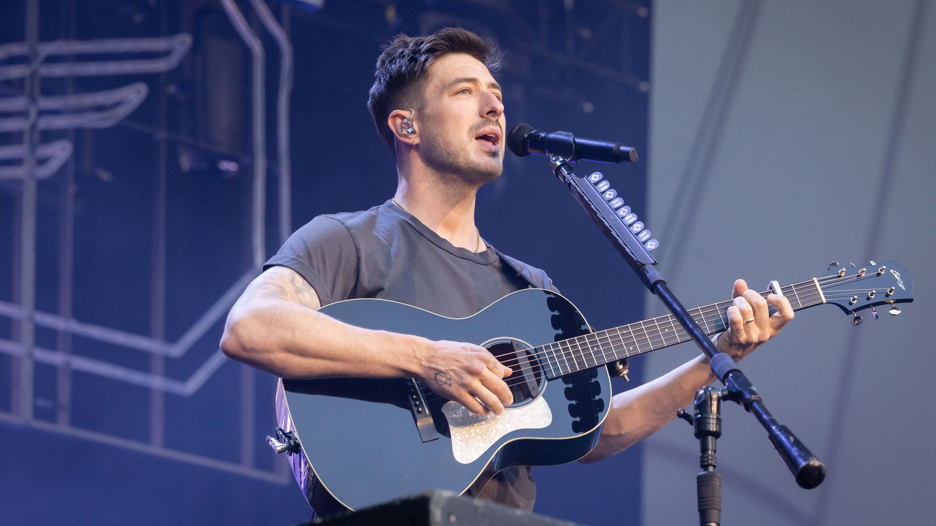 Singer Marcus Mumford of the British band Mumford & Sons performs live on stage during a concert at the Waldbuehne on July 9, 2026 in Berlin, Germany. (Photo by Frank Hoensch/Redferns)