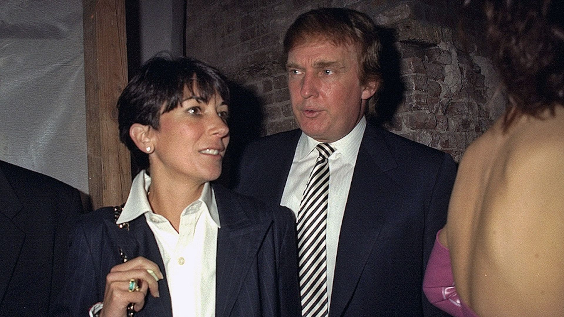  Pictured are Ghislaine Maxwell and Donald Trump 