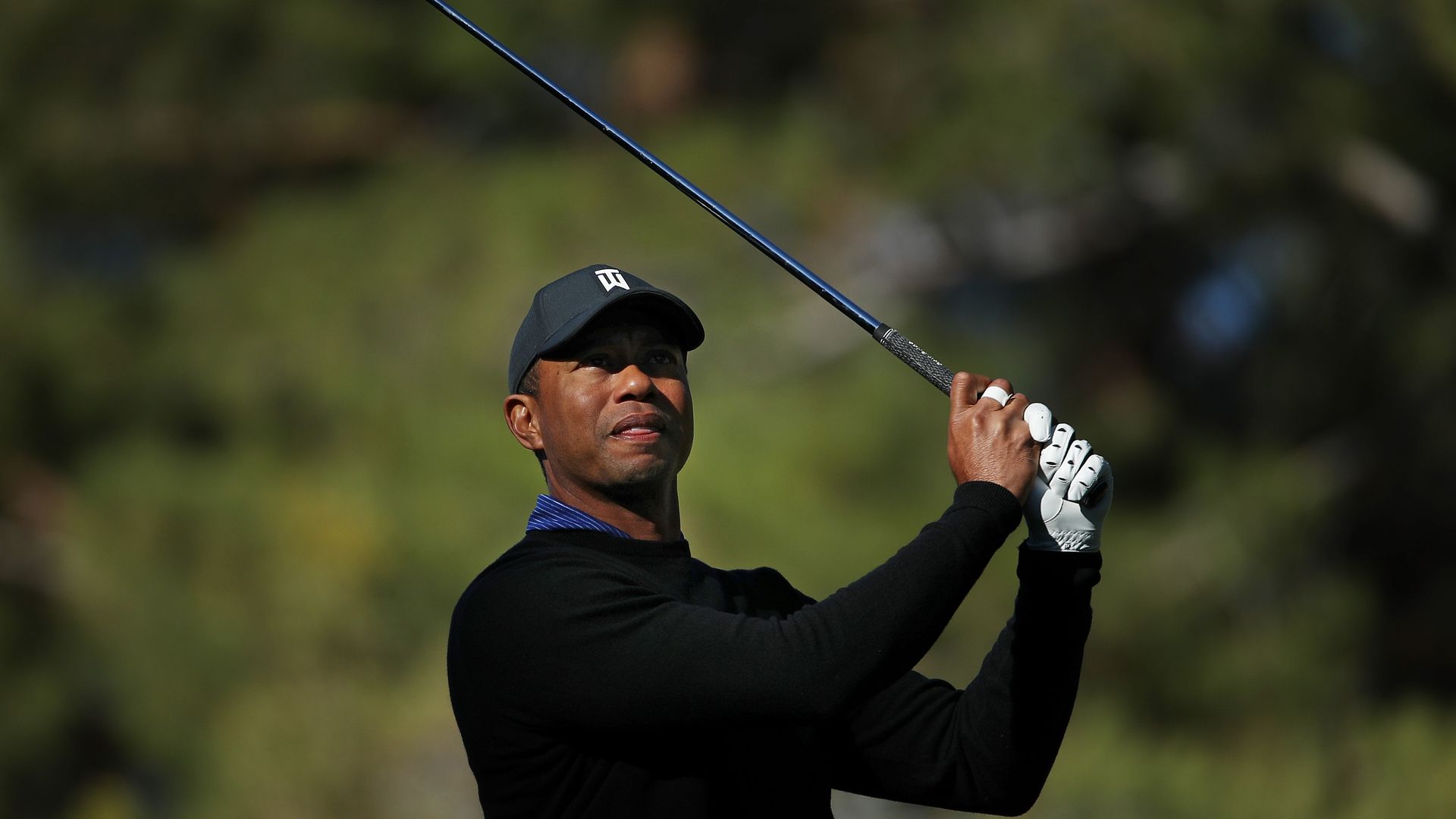 Tiger Woods in a back swing