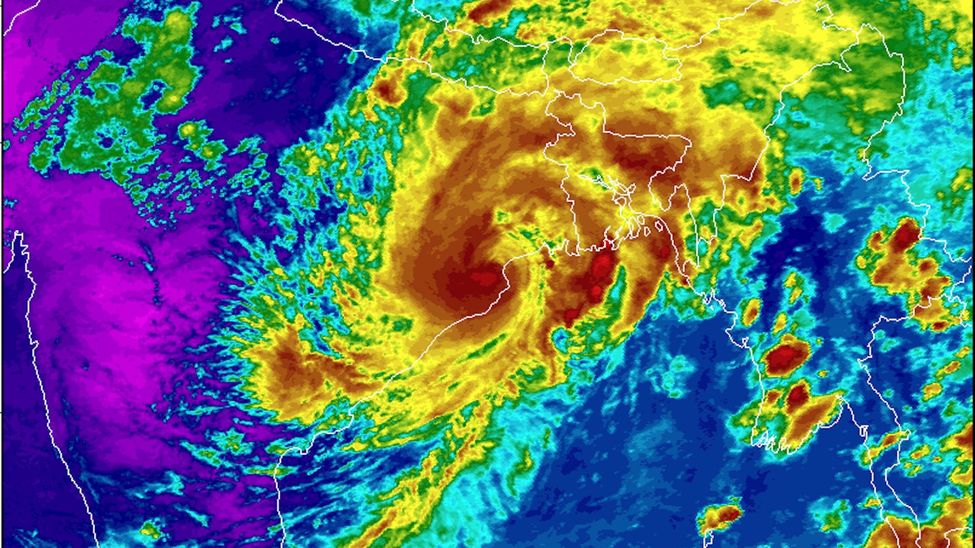 Satellite image of Cyclone Fani making landfall near Puri, India
