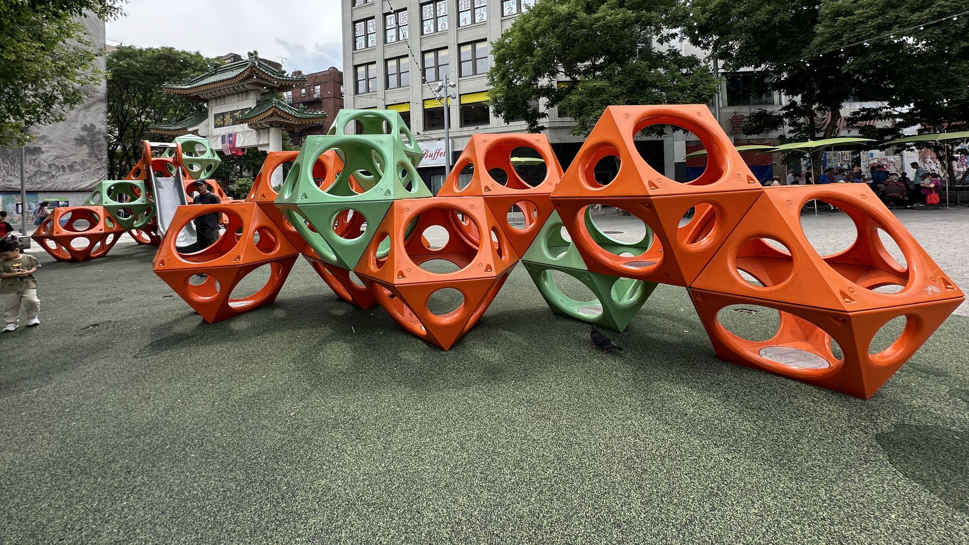 The playground at Auntie Kay and Uncle Chin Park in Boston's Chinatown neighborhood