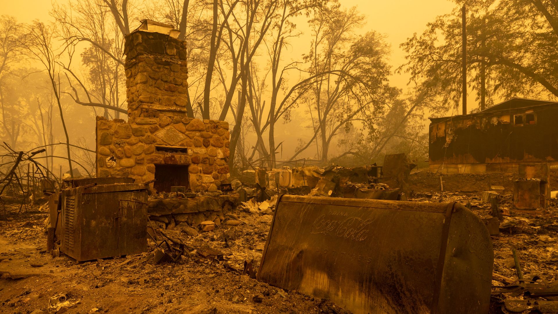  the ruins of a property in the community of Klamath River, which burned in the McKinney Fire in Klamath National Forest, northwest of Yreka, California, on July 31