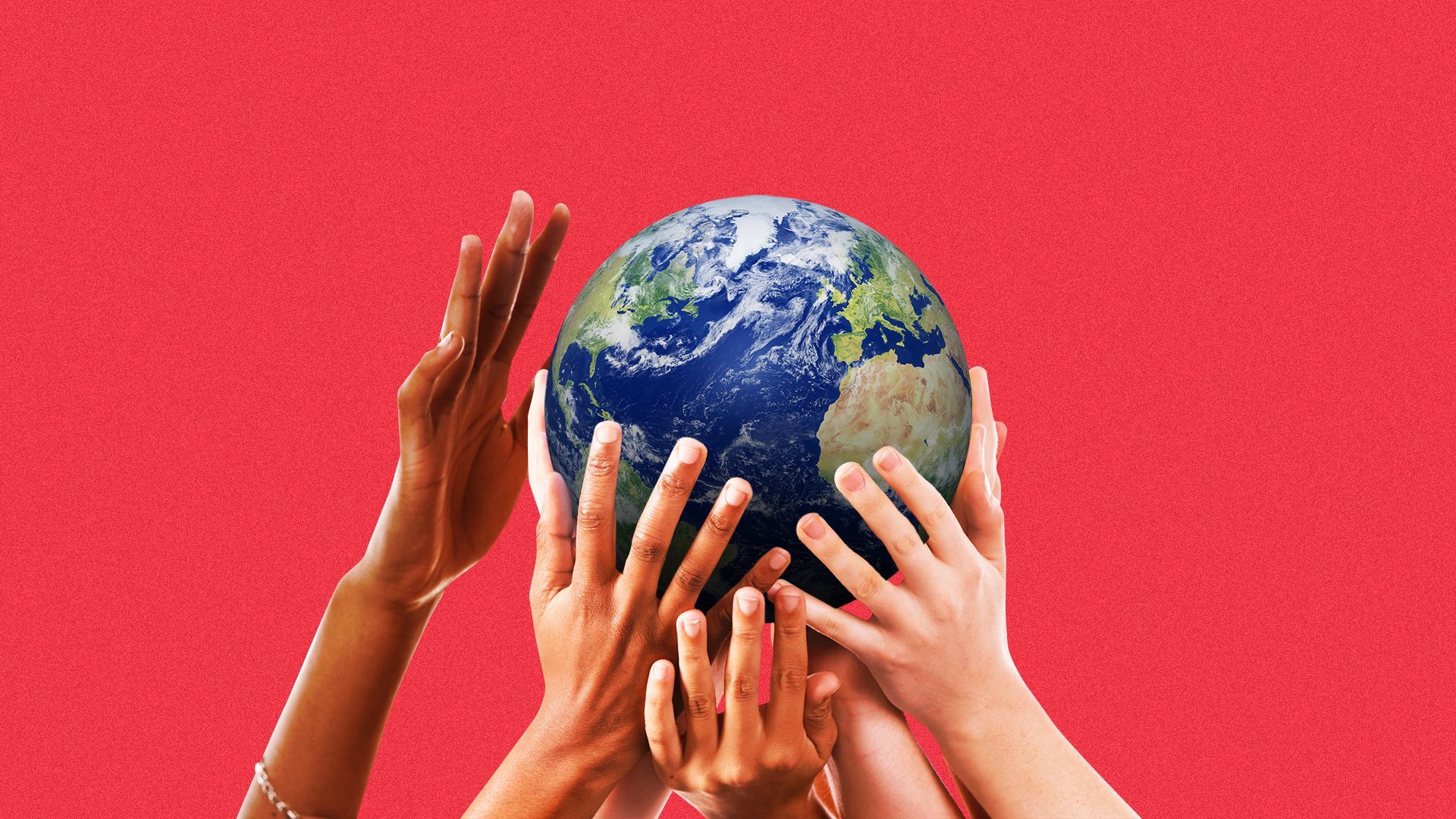 Illustration of hands holding up the Earth.