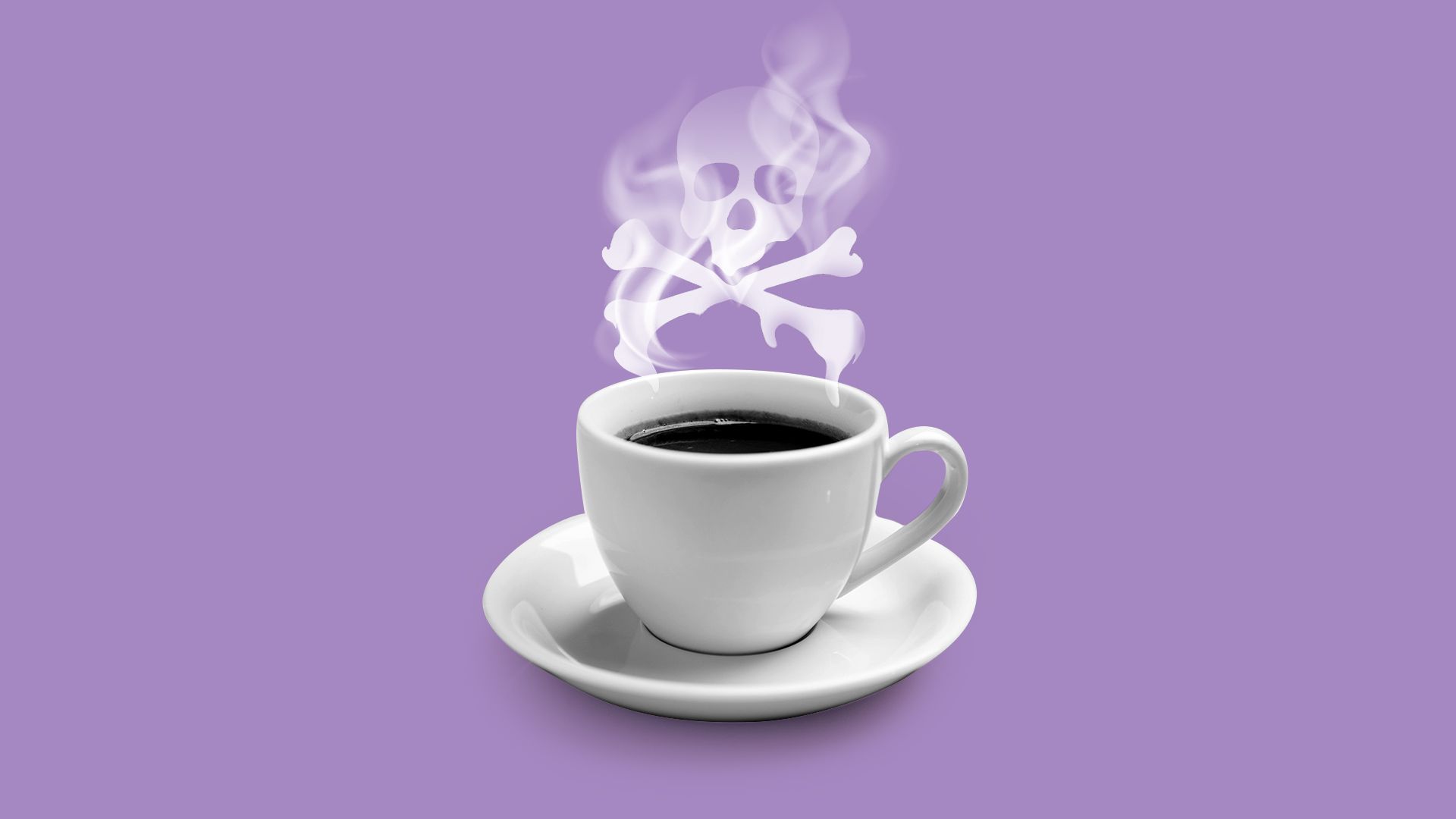 Illustration of teacup with scull and crossbones steam