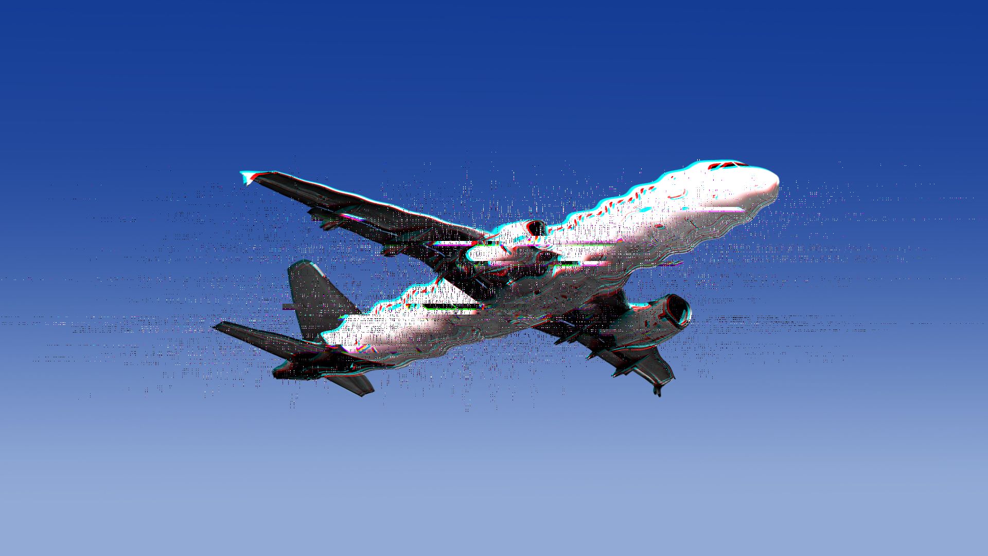 Illustration of a glitching airplane 