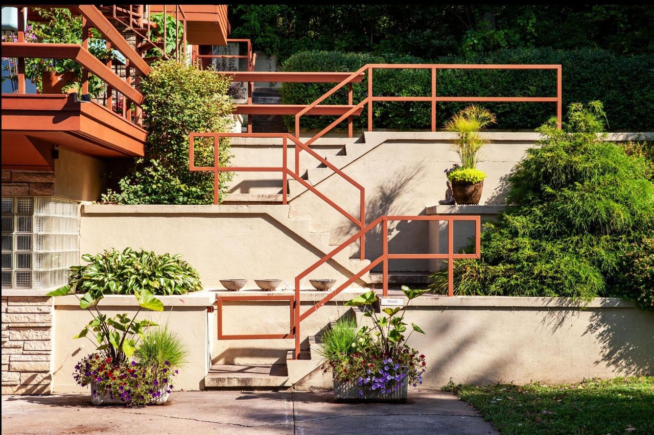 modern stairs with plants