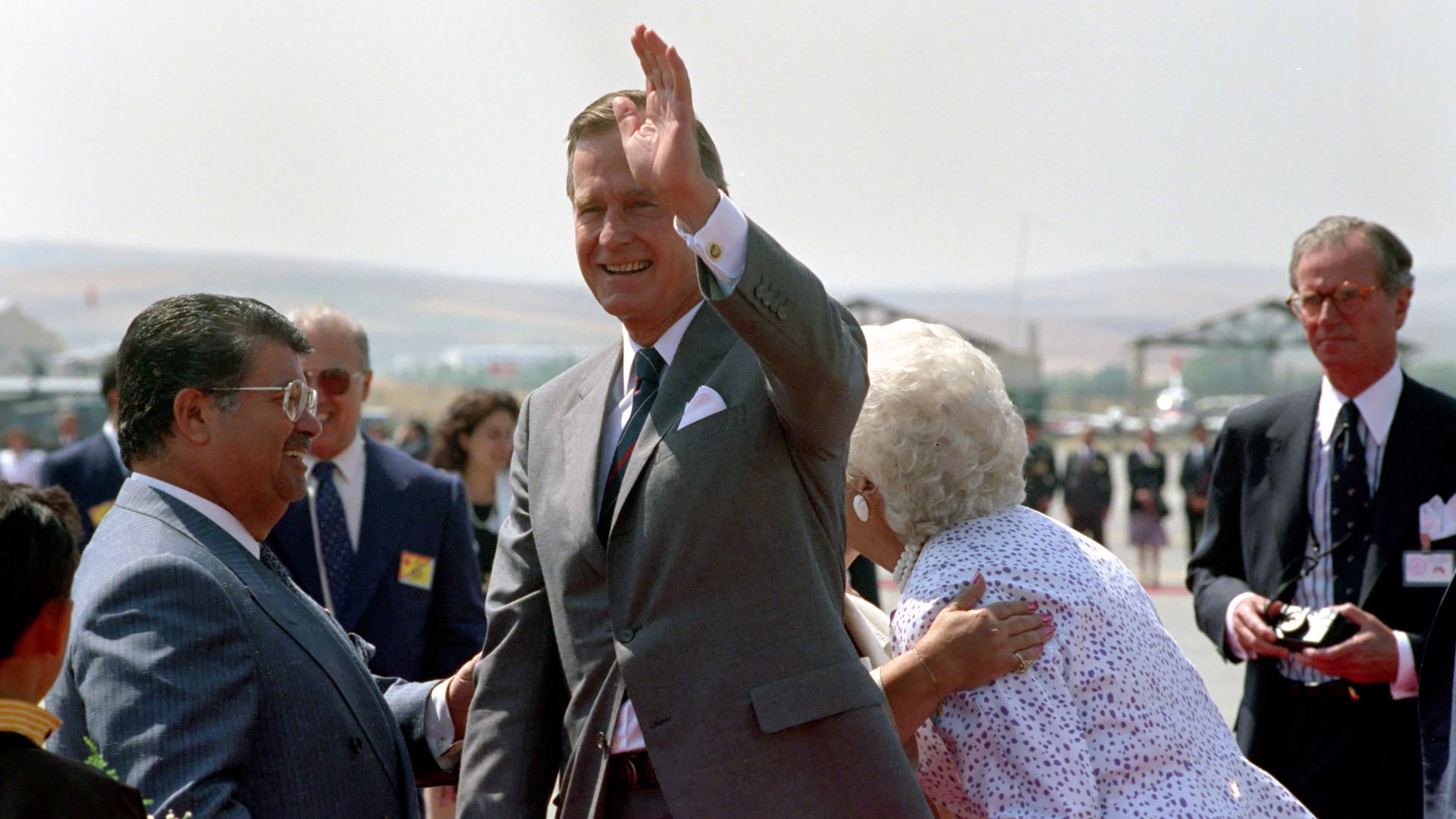 President George H.W. Bush waving.