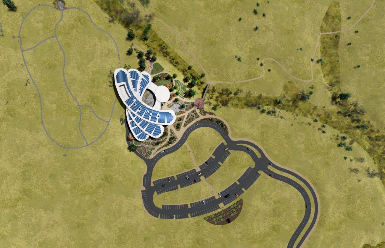 An aerial view of the library. Photo: Courtesy of Anythink Nature Library