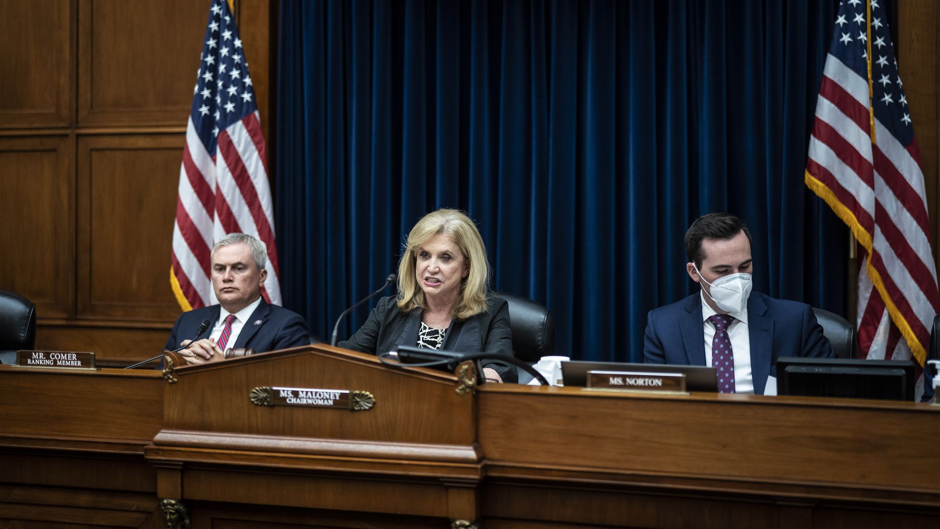 Rep. Carolyn Maloney chairs a House Oversight Committee hearing.