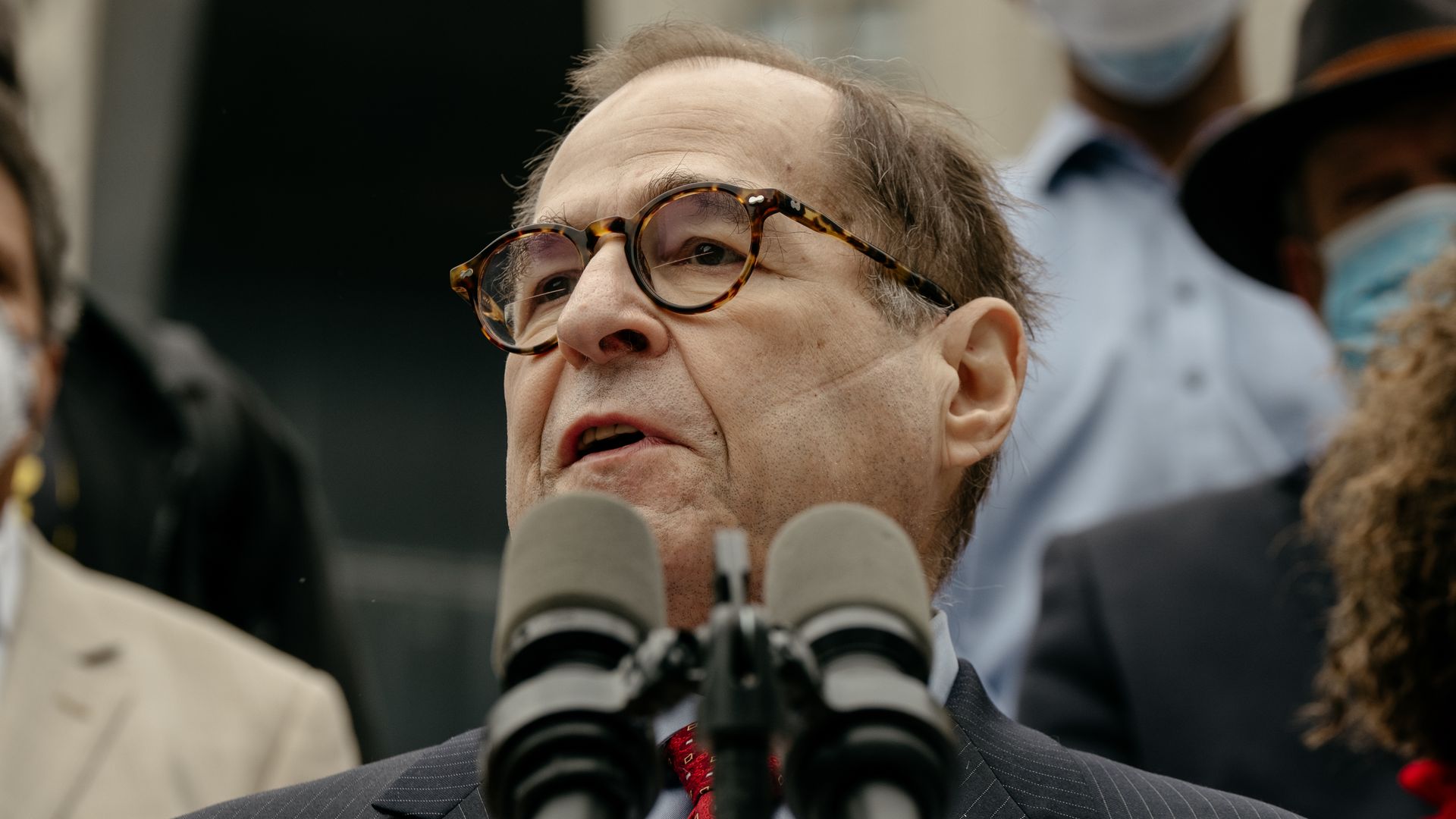 Nadler speaks in front of microphones