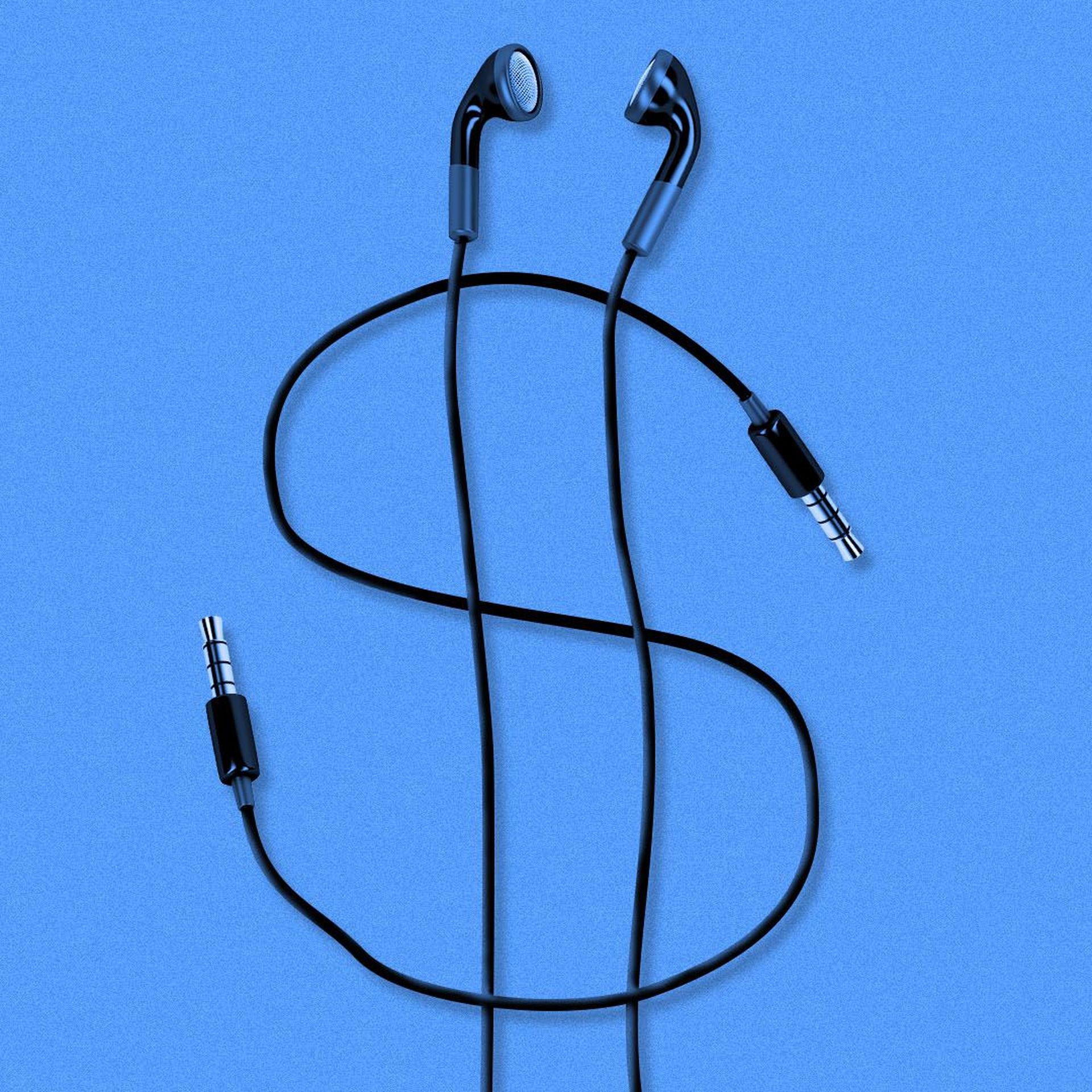 Illustration of headphones in the shape of money