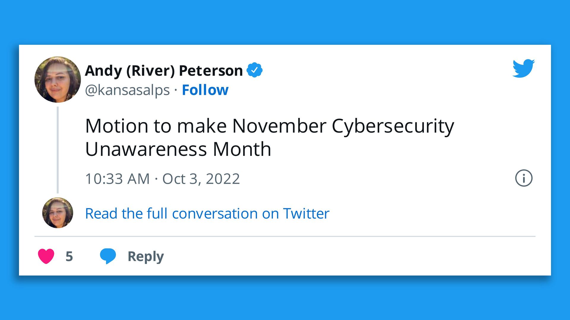 Screenshot of a tweet