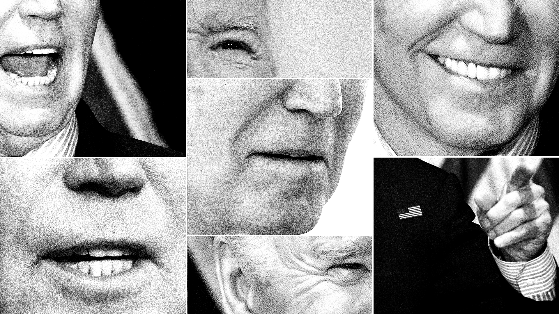 Animated collage of close up photos Joe Biden speaking