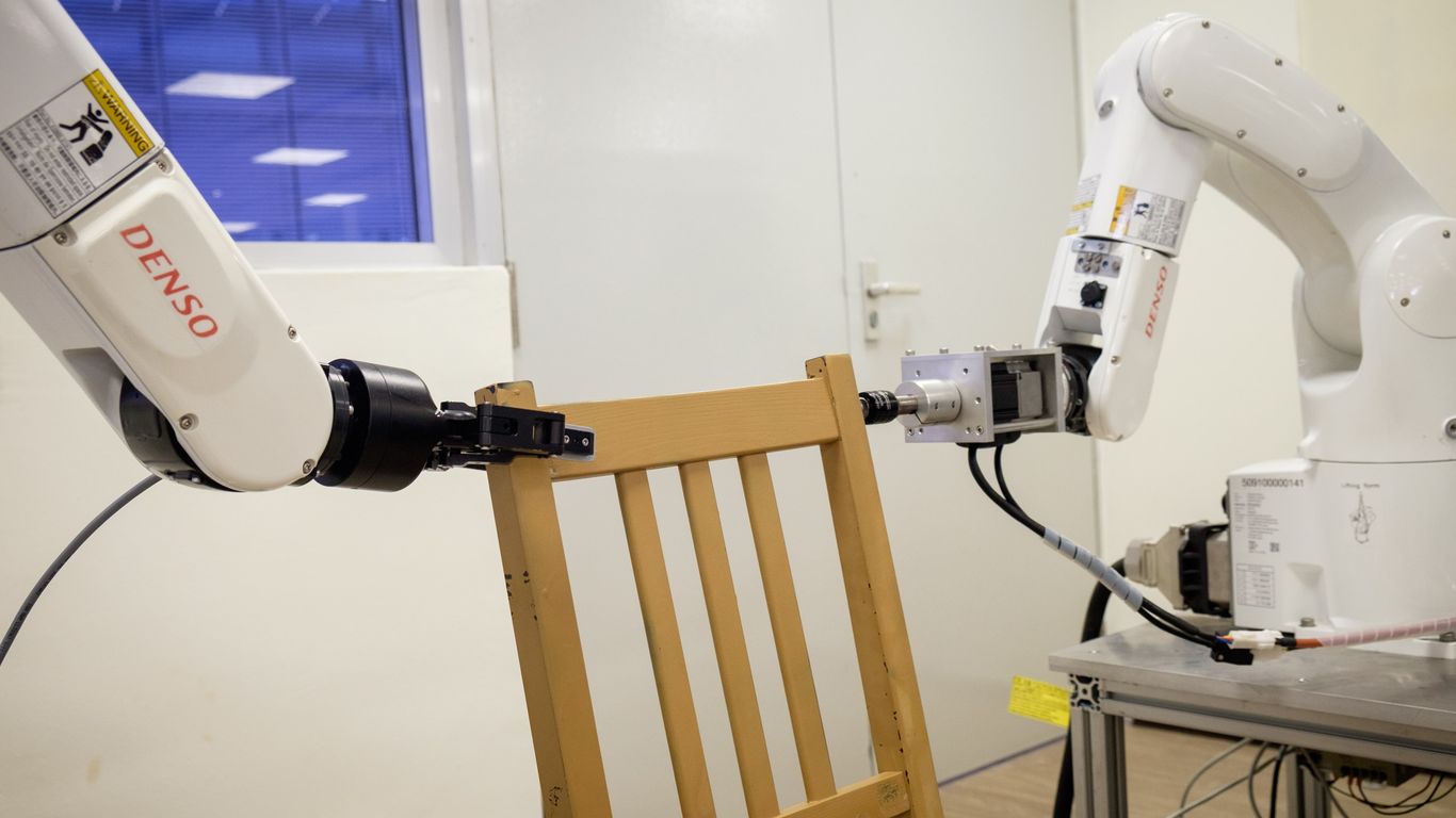 Robot builds IKEA chair, almost autonomously