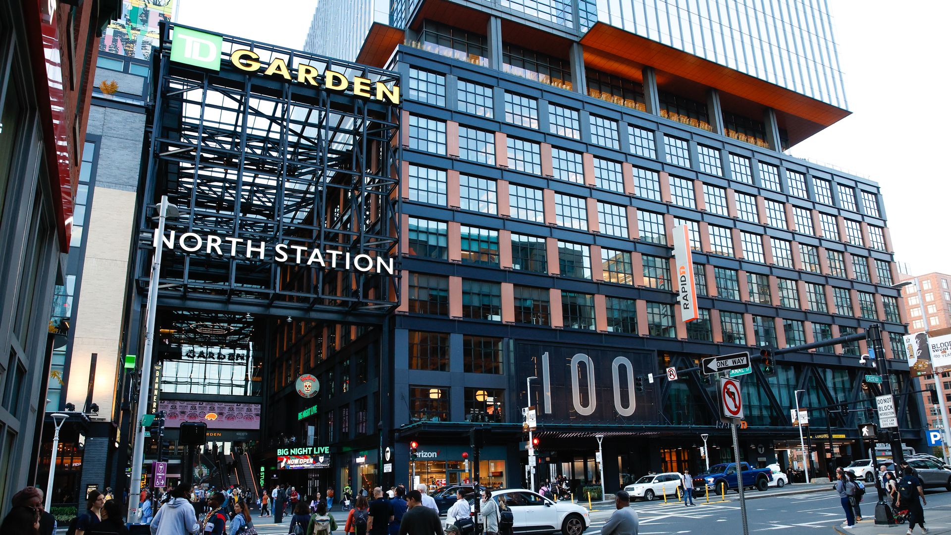 The exterior of TD Garden and the North Station entrance in downtown Boston.