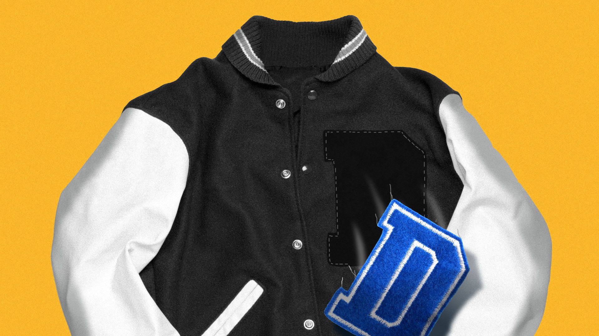 Letter jacket with a "D" falling off