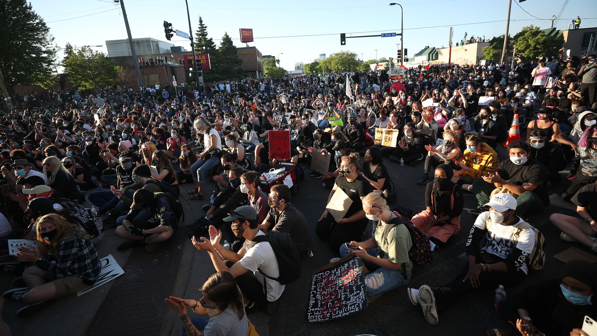 Protestors rally in Minneapolis on May 30.