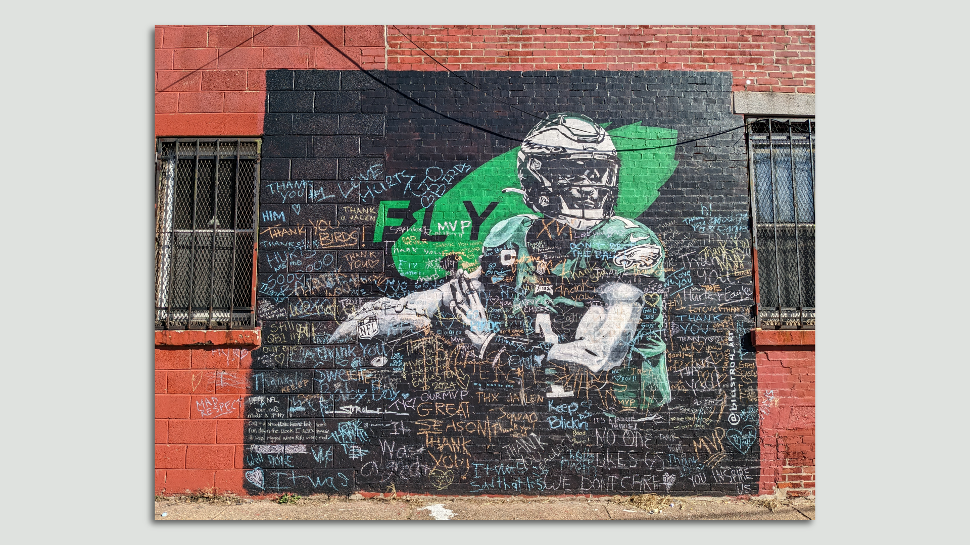 A mural of Jalen Hurts